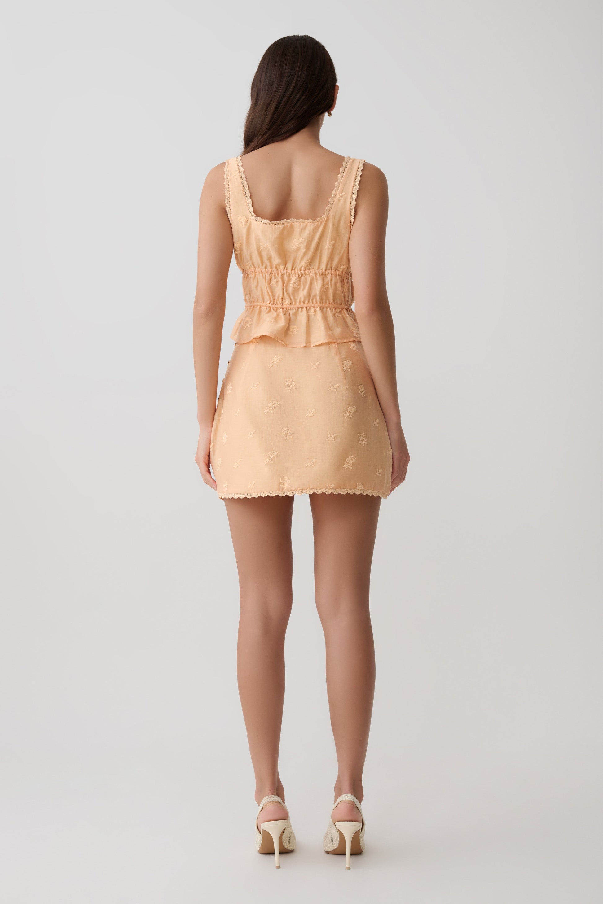 Vivian Embroidered Mini Skirt - Orange #2