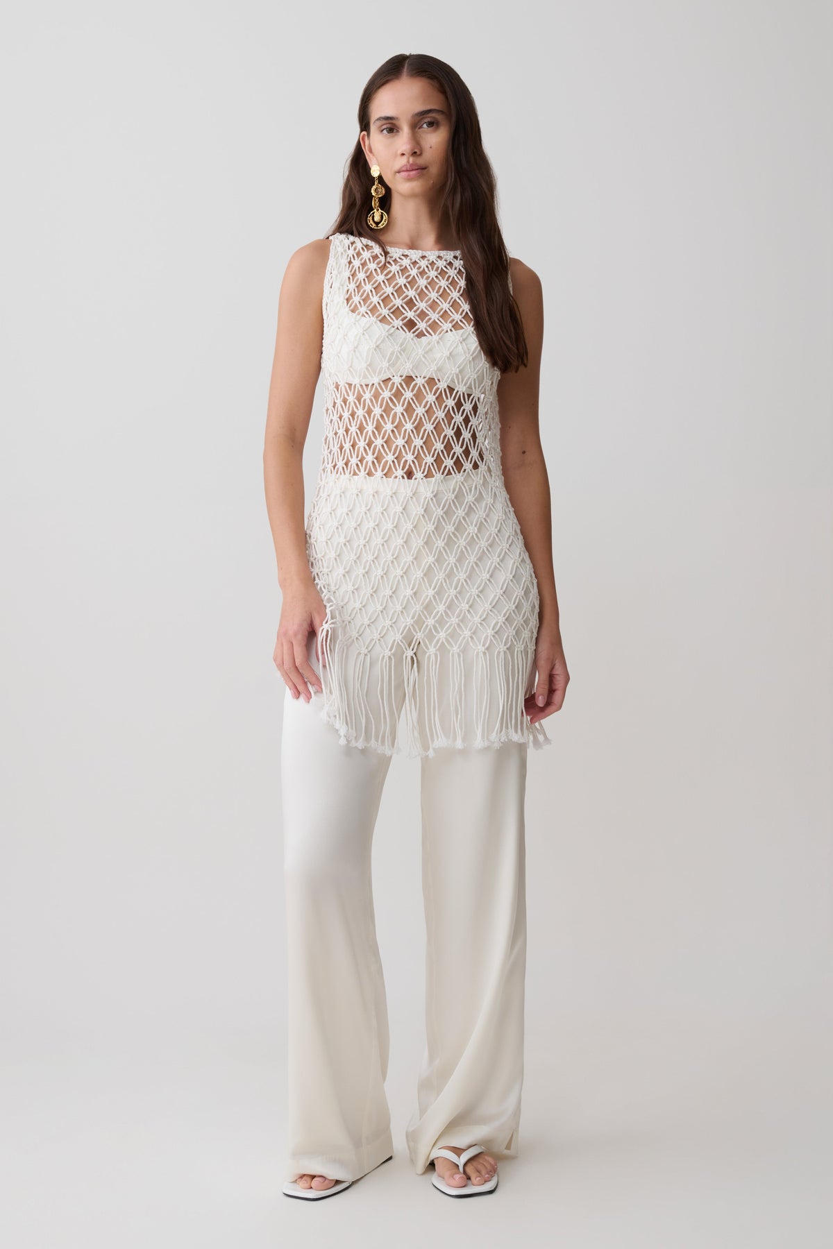 Devlin Macrame Tassel Mini Dress - Ivory #8