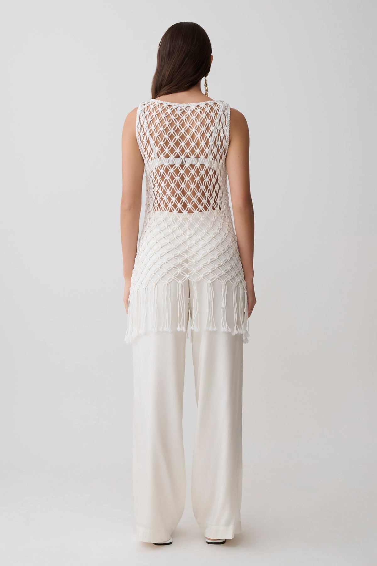 Devlin Macrame Tassel Mini Dress - Ivory #5