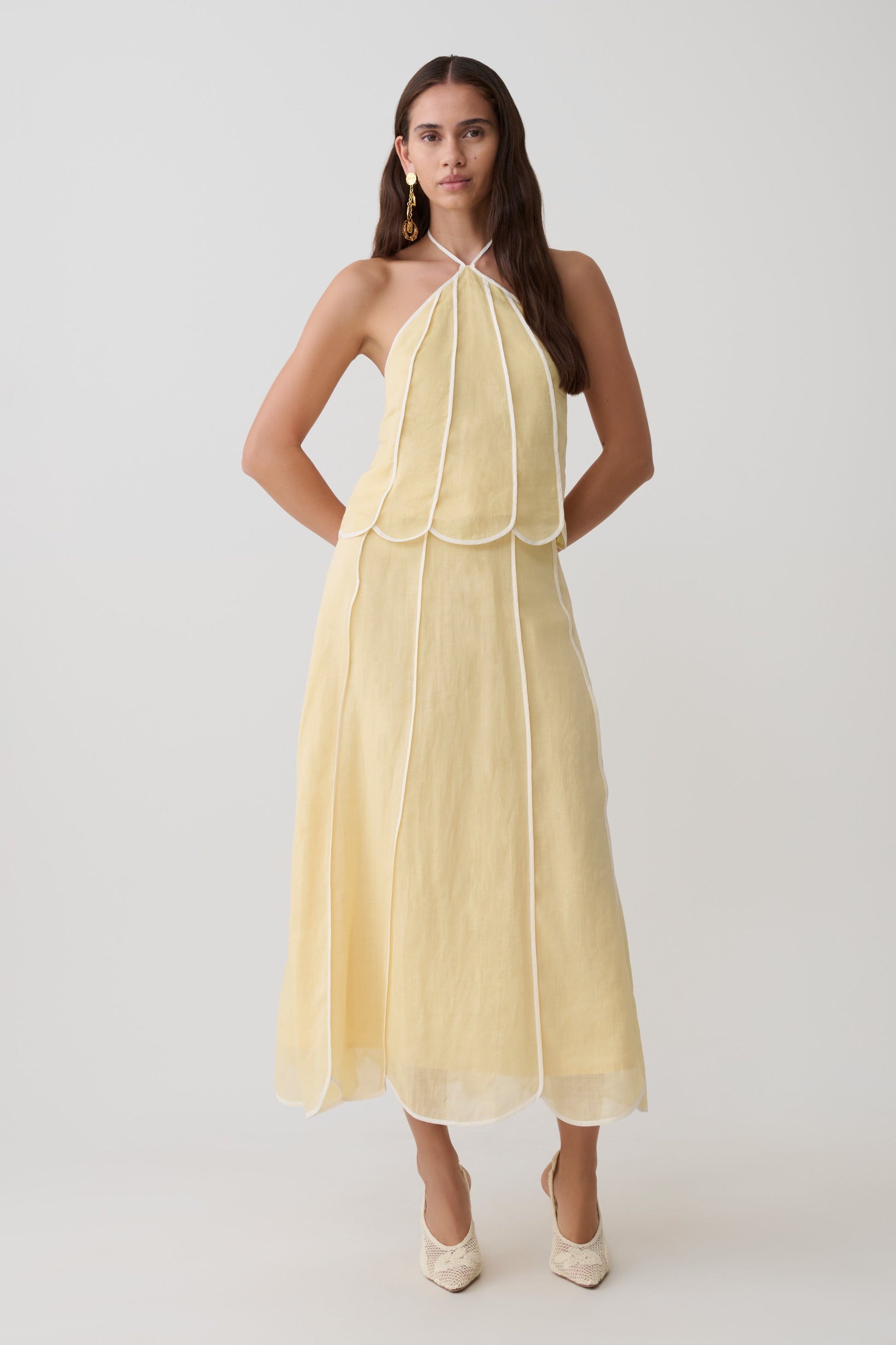 Georgia Panelled Halter Sleeveless Top - Butter #6