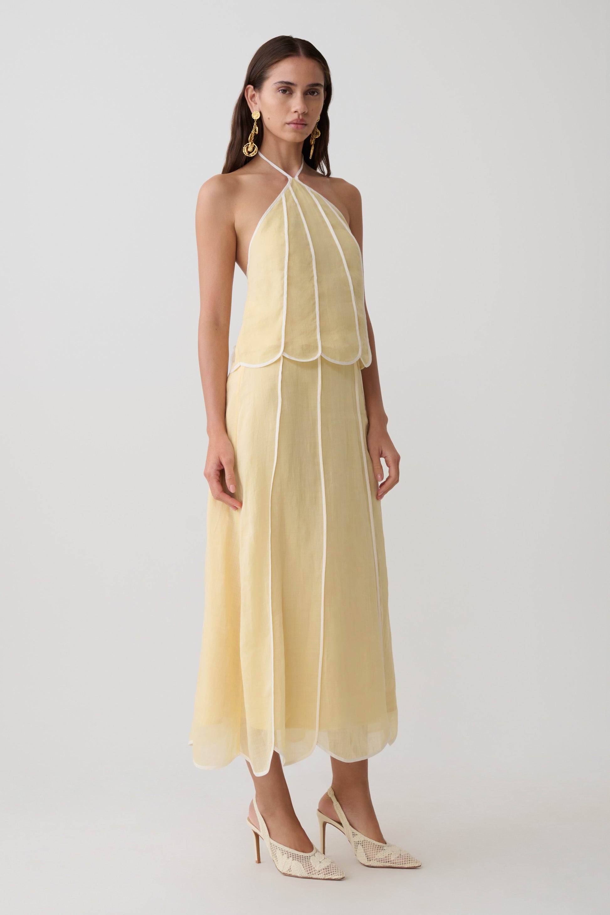Georgia Panelled Midi Skirt - Butter #4