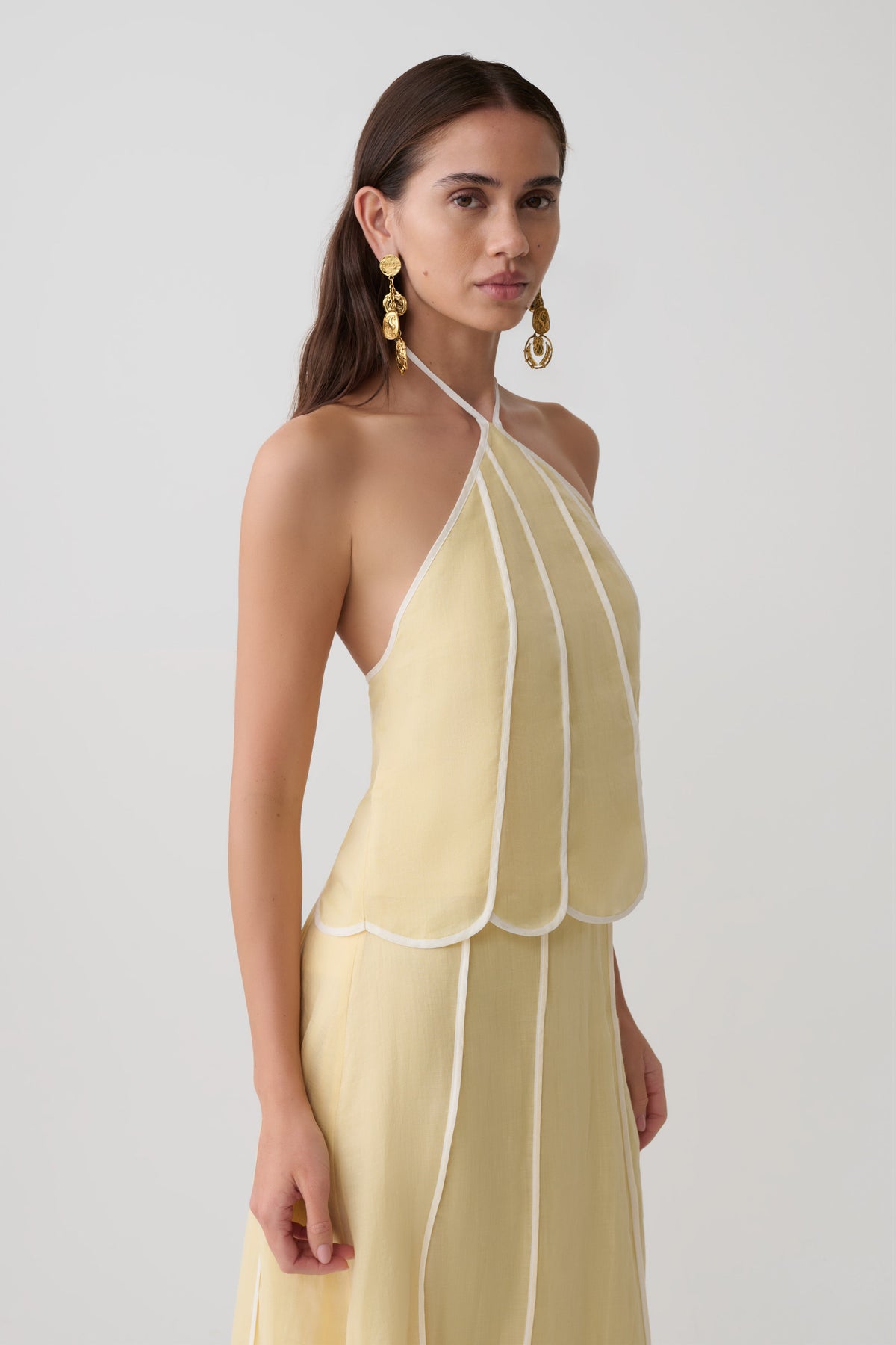 Georgia Panelled Halter Sleeveless Top - Butter #3