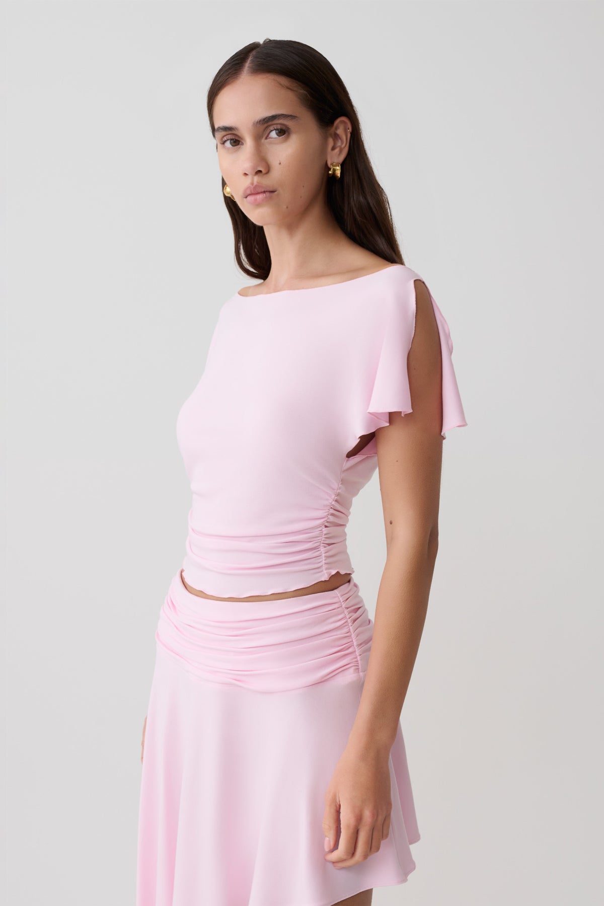 Talise Modal Flounce Short Sleeve Top - Ballet Pink #3