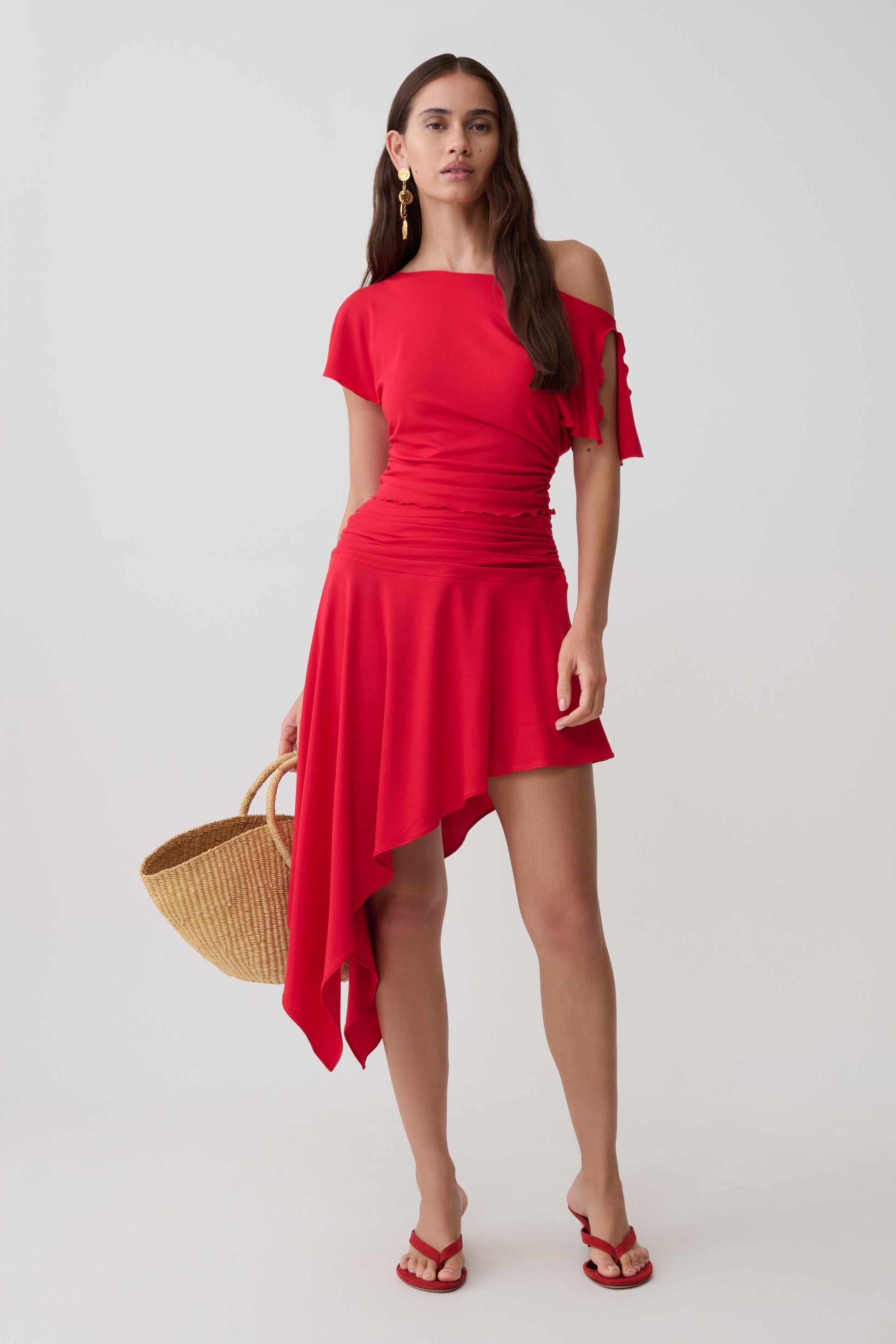 Talise Modal Hankie Midi Skirt - Red #5