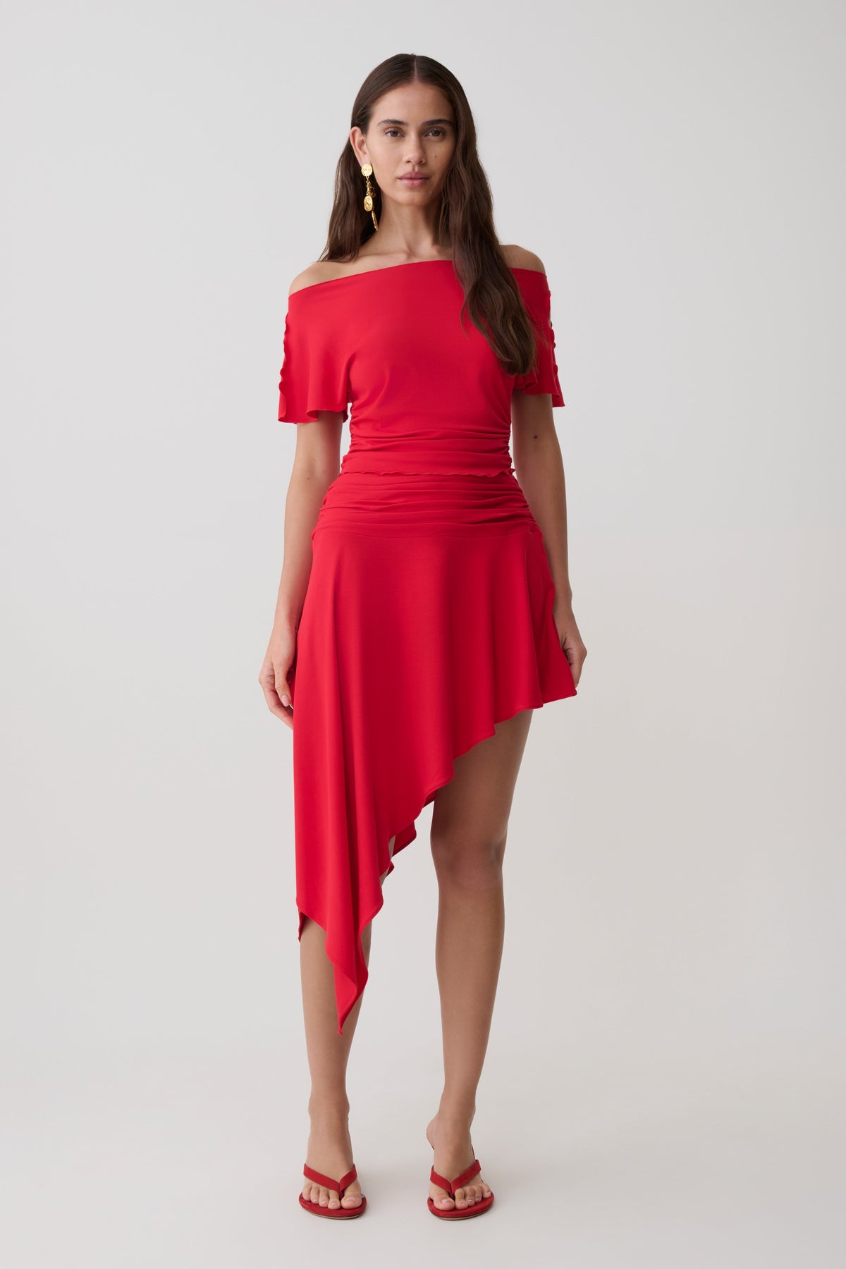 Talise Modal Flounce Short Sleeve Top - Red #5