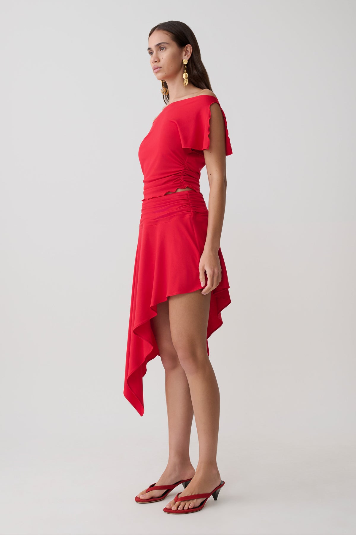 Talise Modal Flounce Short Sleeve Top - Red #4