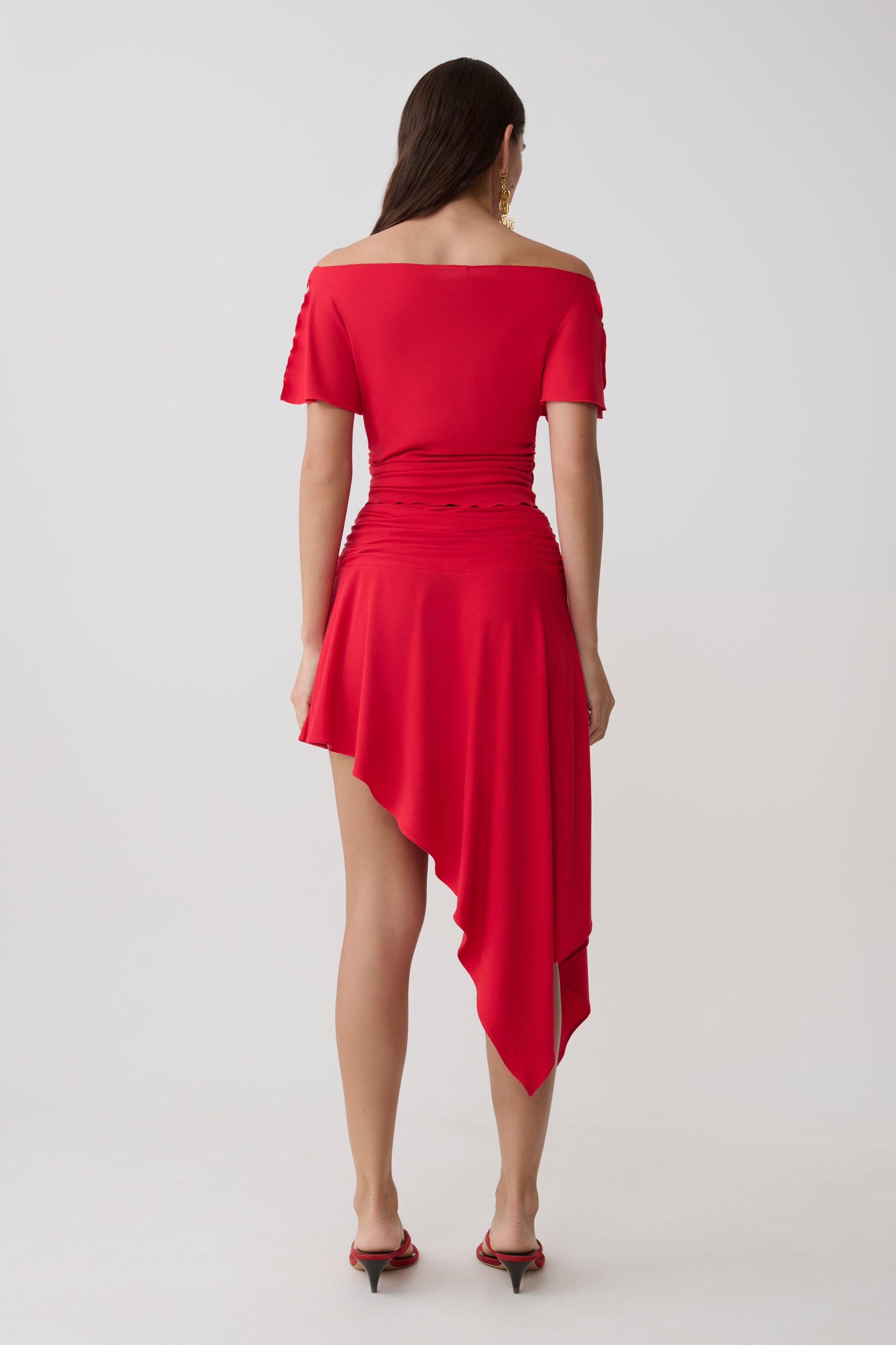 Talise Modal Hankie Midi Skirt - Red #2