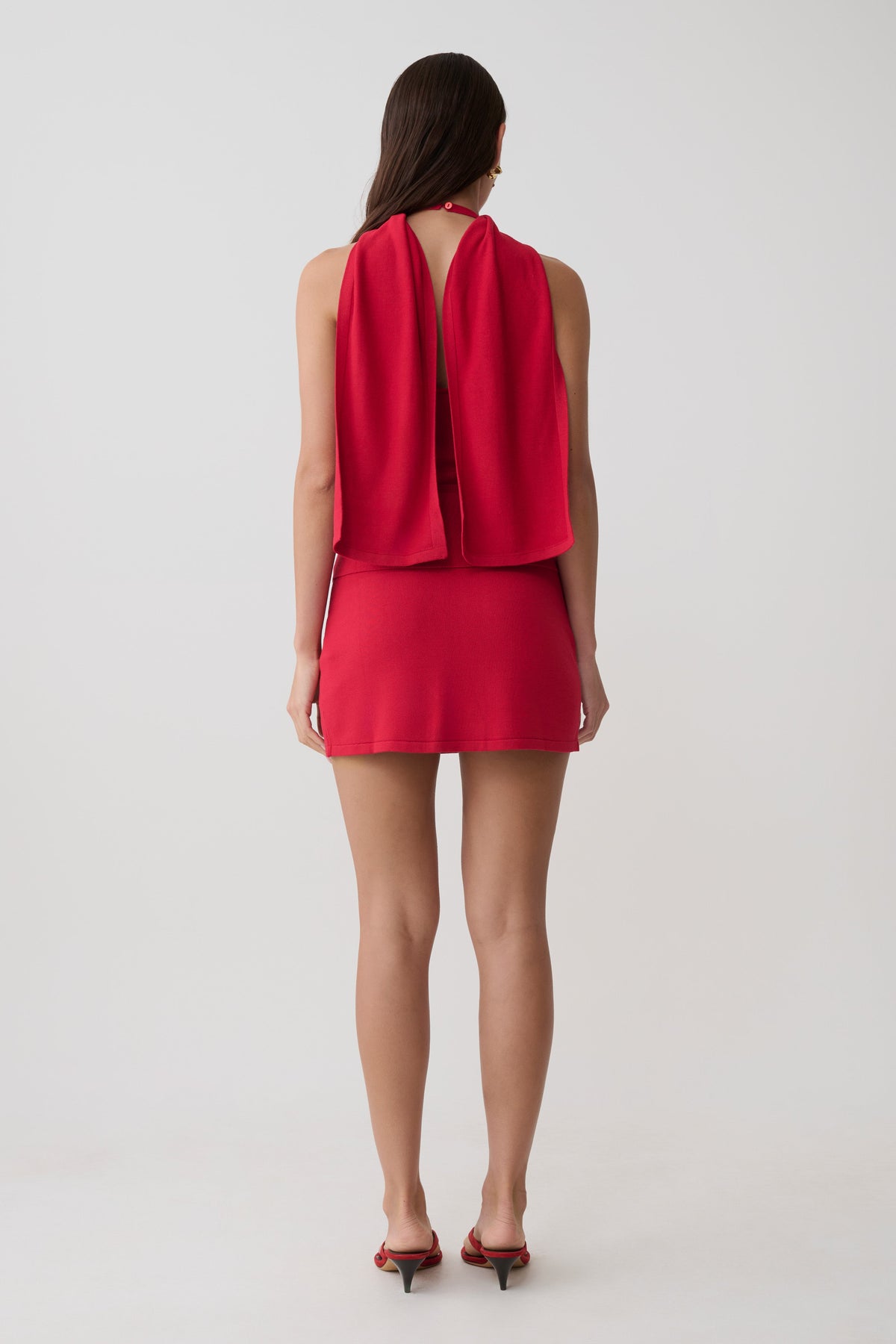 Misty Halter Backless Knit Top - Red #5