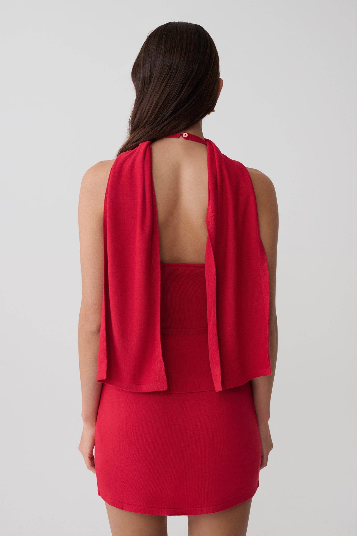 Misty Halter Backless Knit Top - Red #2