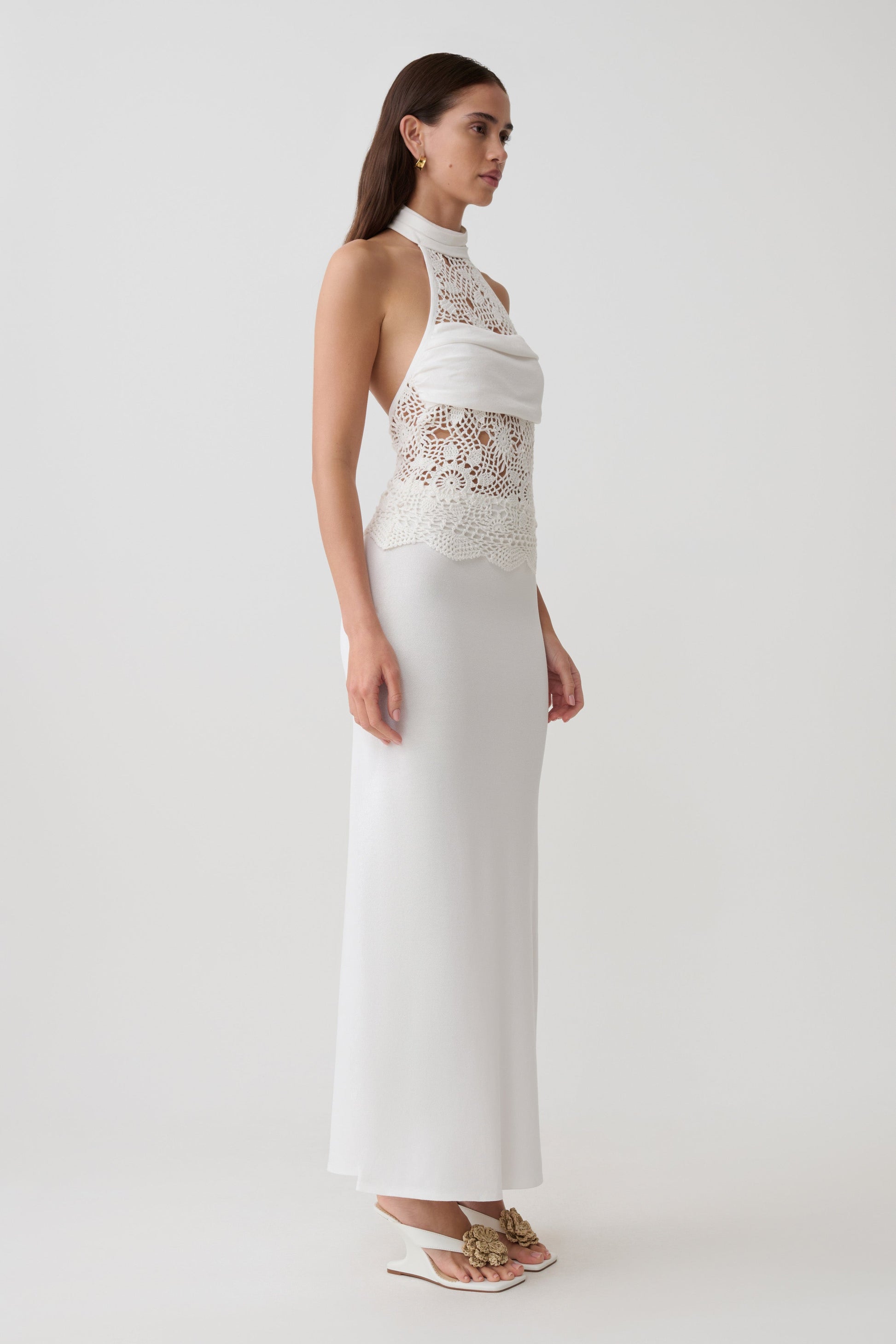 Tessie Knit & Crochet Maxi Dress - Ivory #5