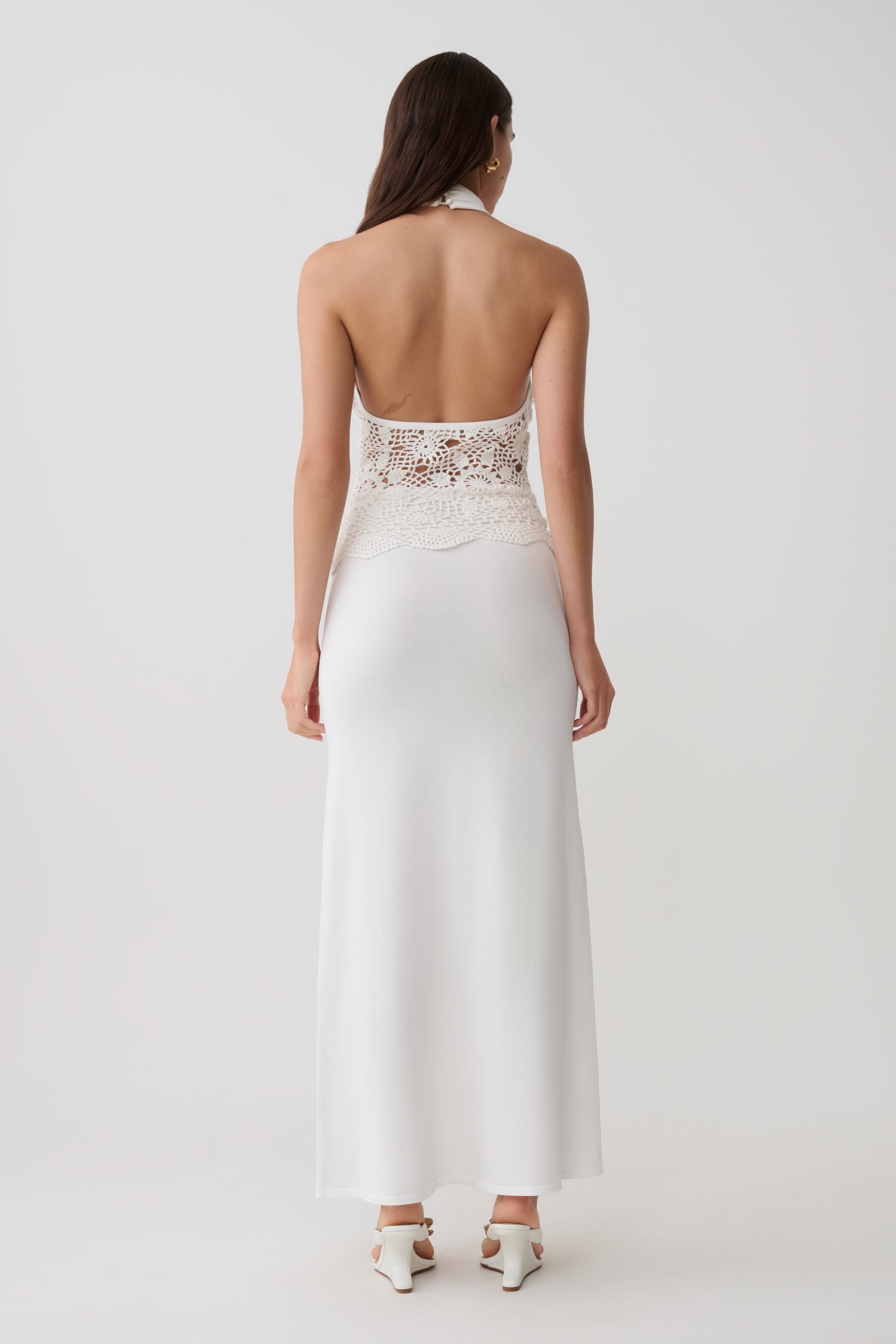 Tessie Knit & Crochet Maxi Dress - Ivory #2