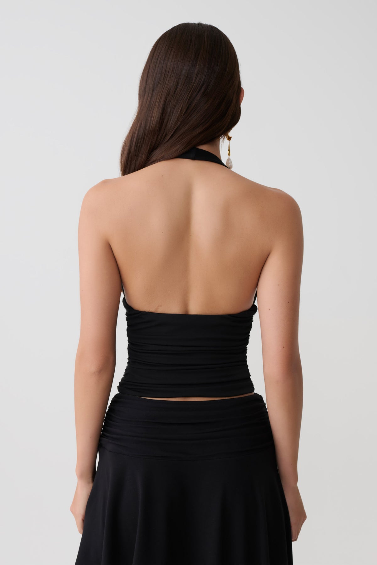 Peregrine Modal Gathered Halter Top - Black #2