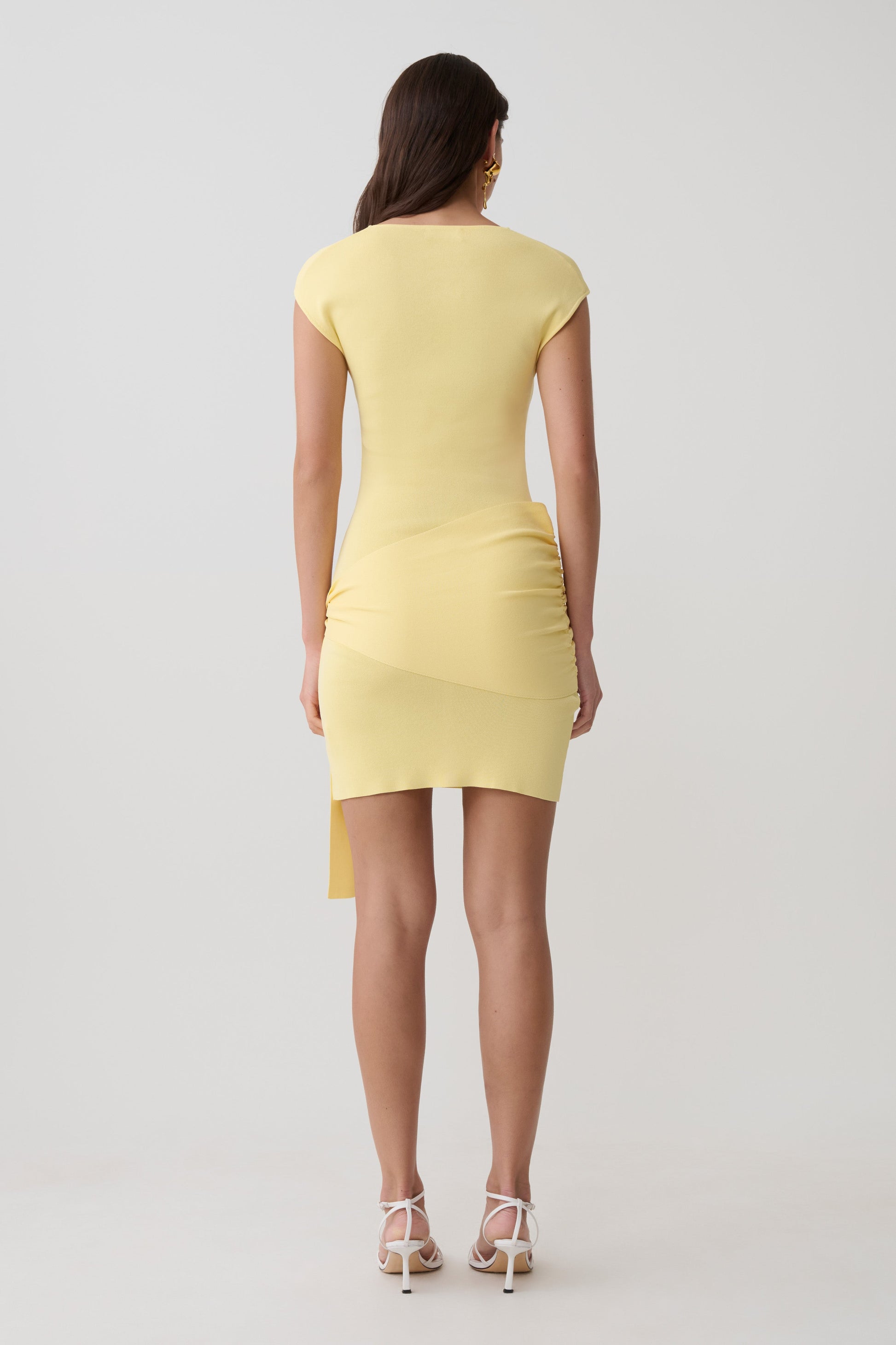 Freida Knit Mini Dress With Sash - Lemon #2