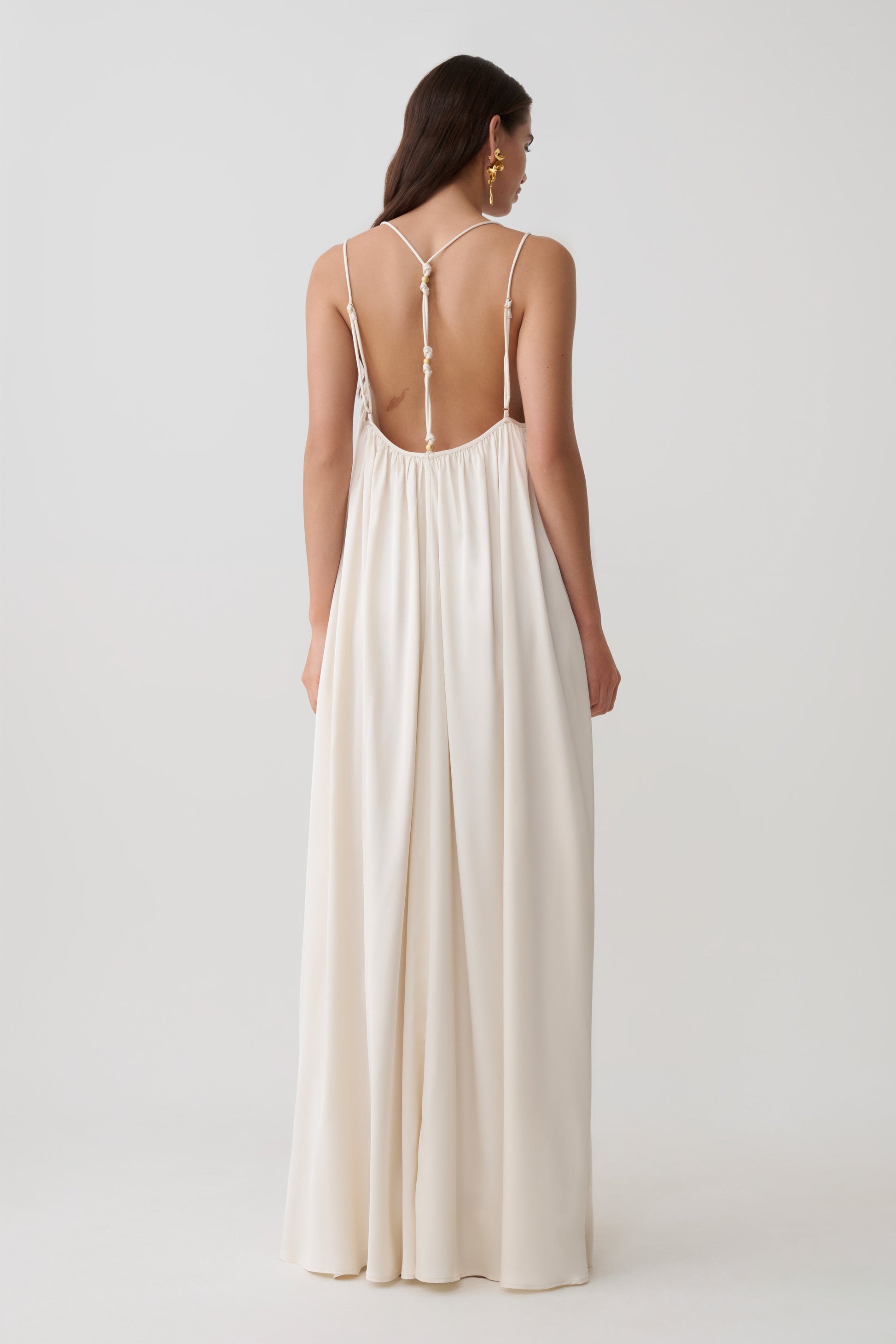 Adriana Satin Gathered Maxi Dress - Buttercream #2
