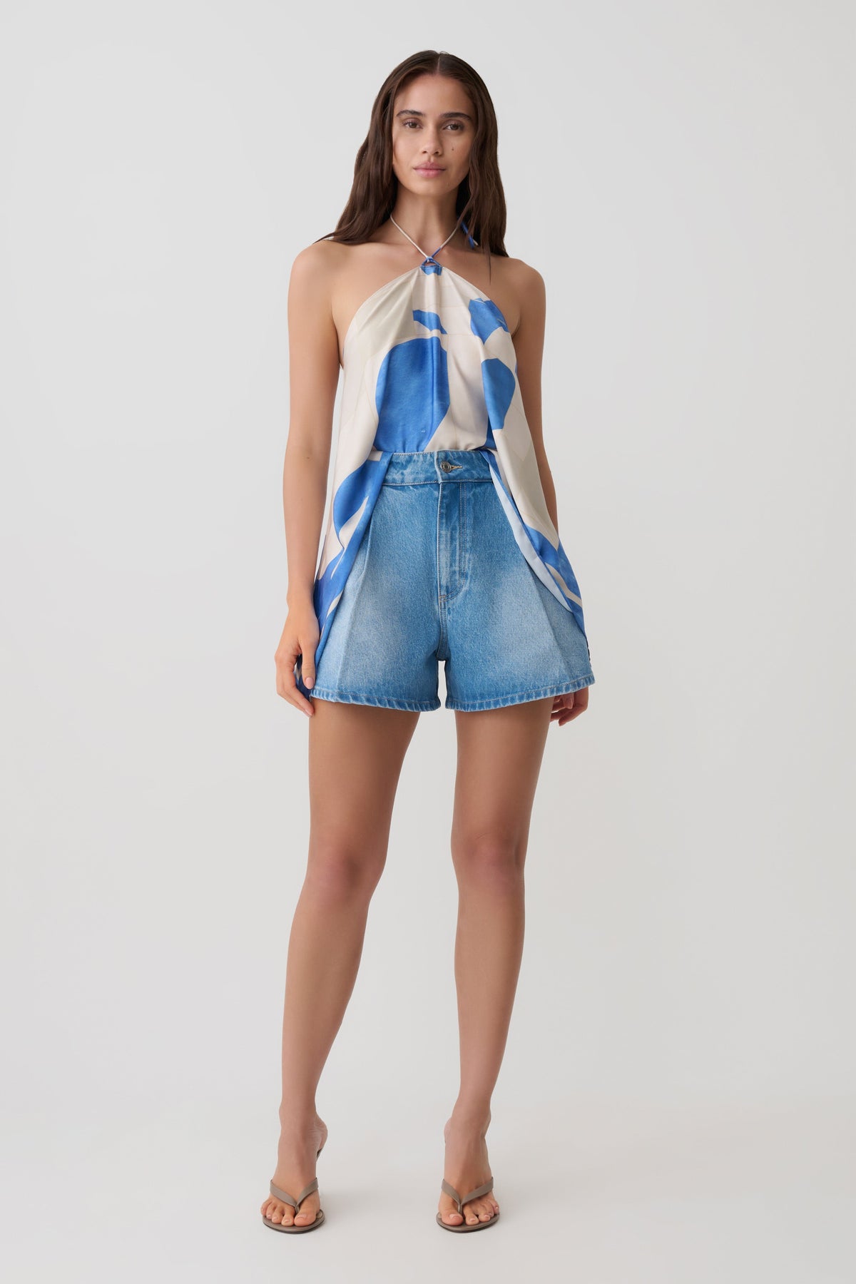 Jace A-Line Denim Shorts - Summer Blue #4