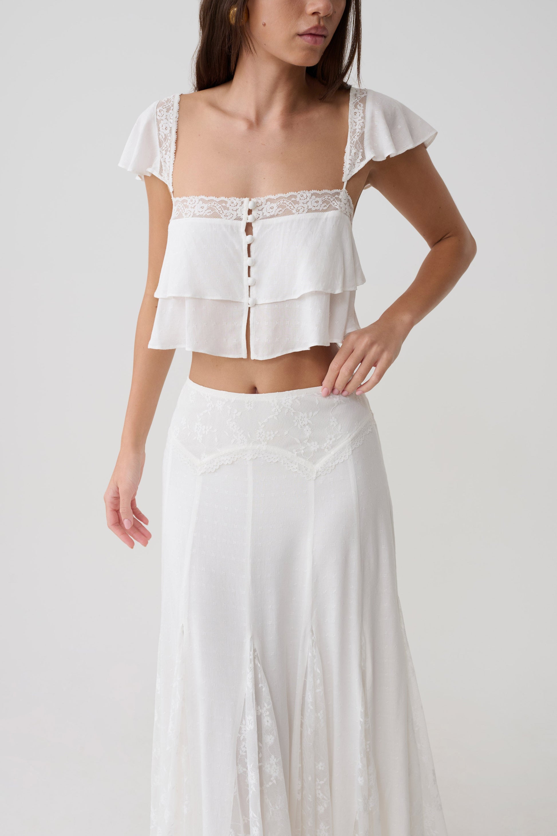 Skylar Lace Sleeveless Crop Top - White #3