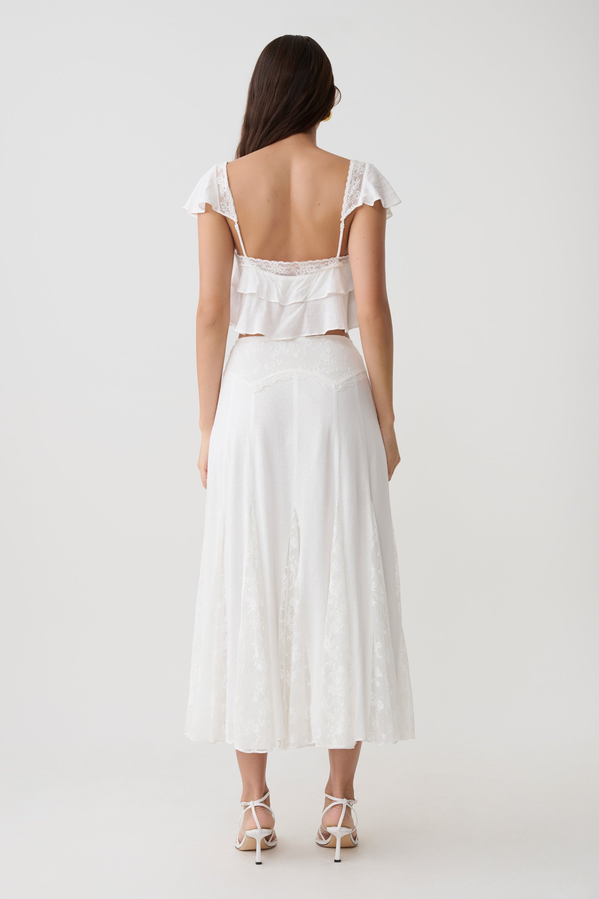 Skylar Lace Panelled Midi Skirt - White #2