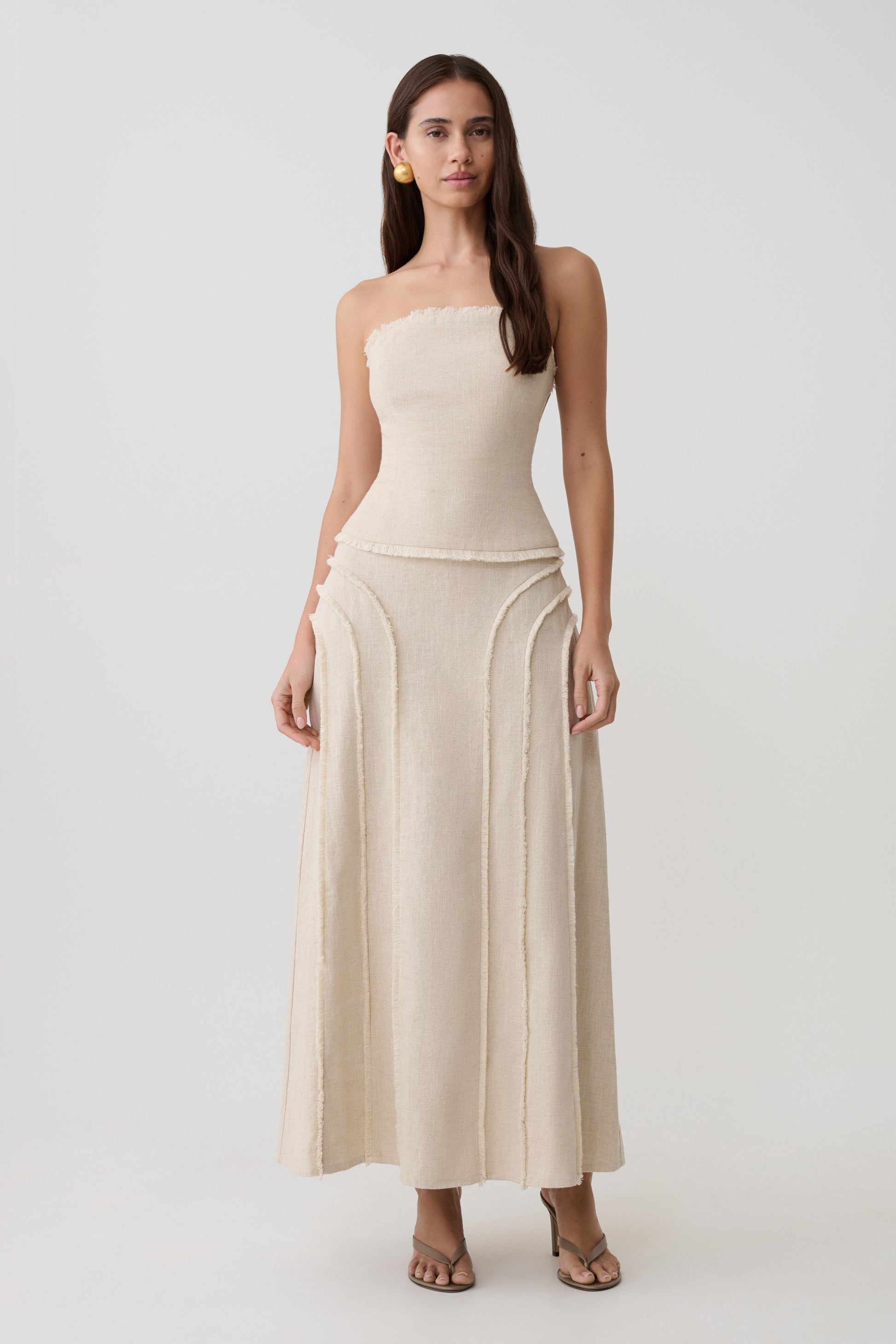 Annie Strapless Tie Back Linen Top - Natural #6