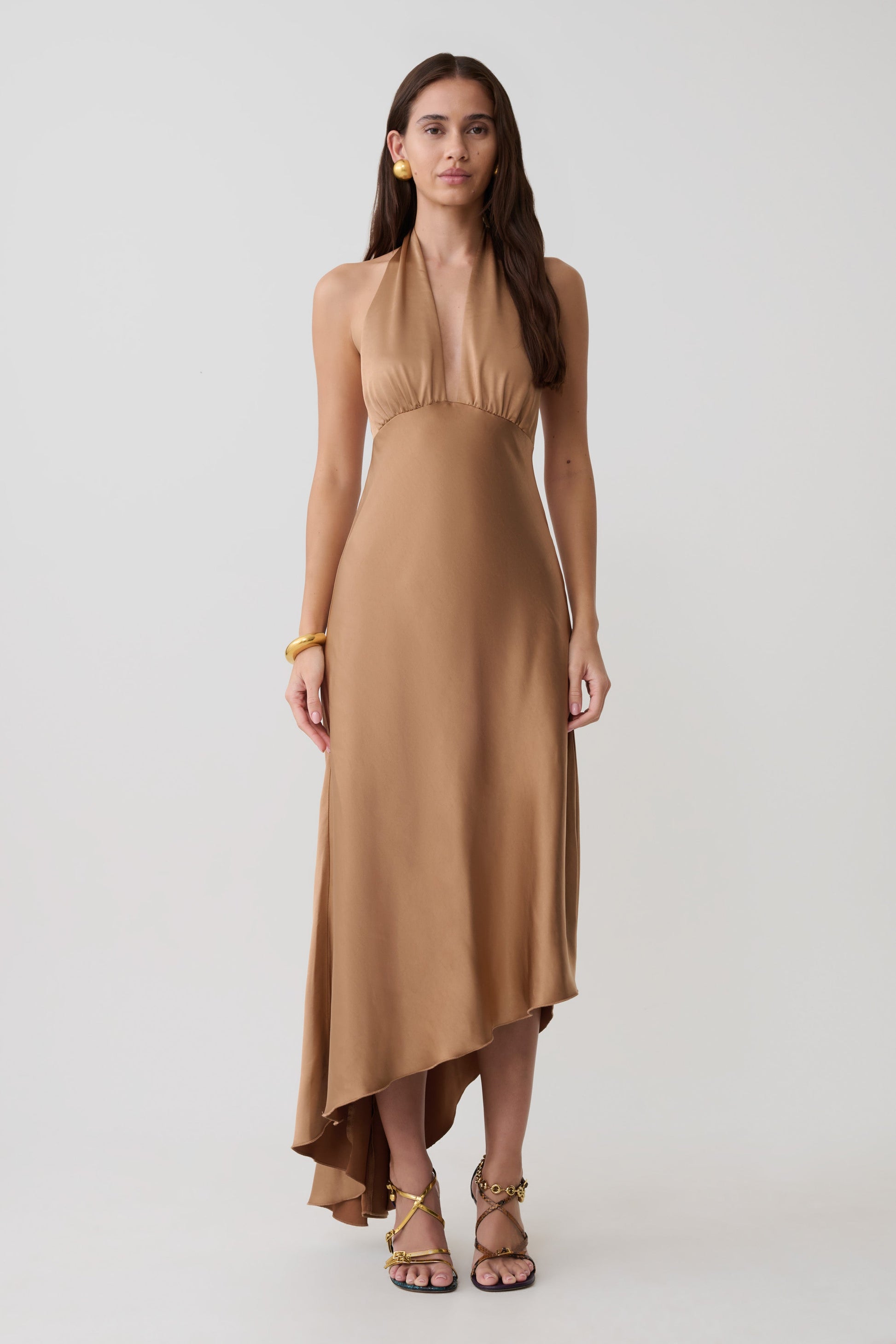 asymmetric hem dress uk Asymmetric Flared Hem Midi Dress - Magenta