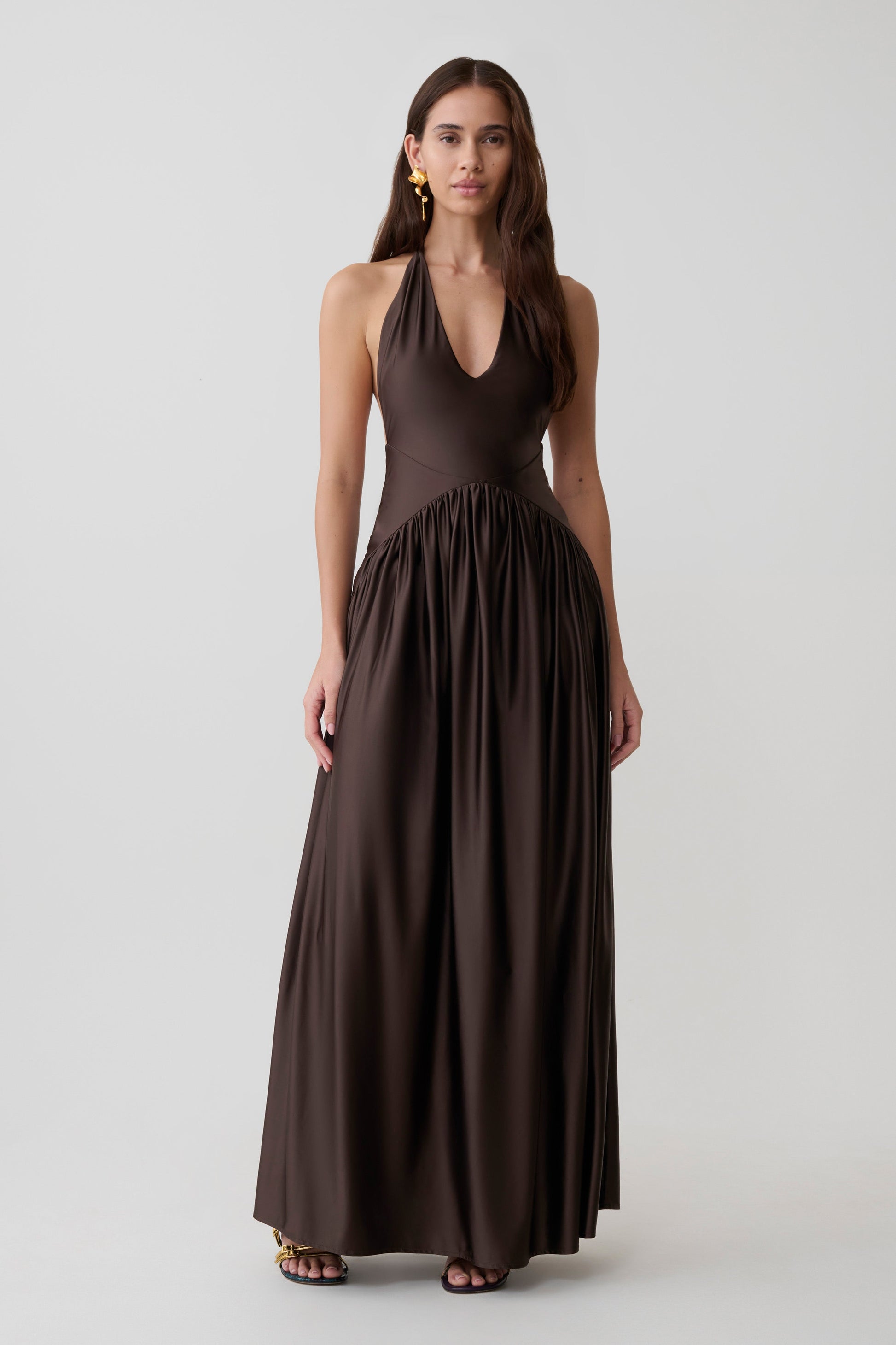 Cypress Halter Maxi Dress - Chocolate #2