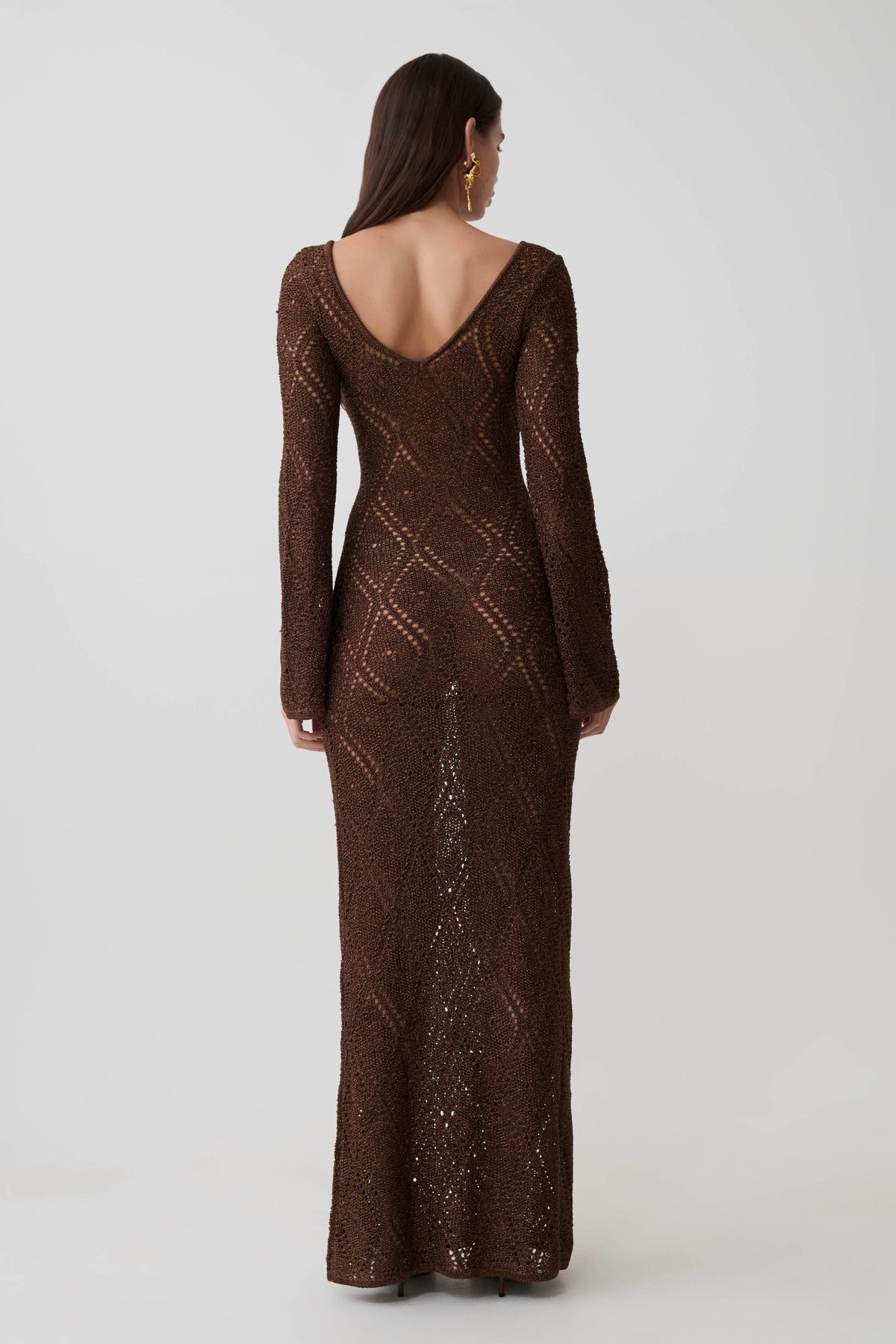 Chelsea Lurex Crochet Maxi Dress - Bronze #3