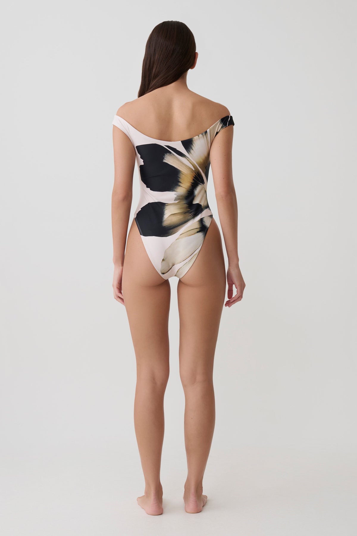 Yumi U-Wire Plunge One Piece Swimsuit - Ivory Base Floral Print #5