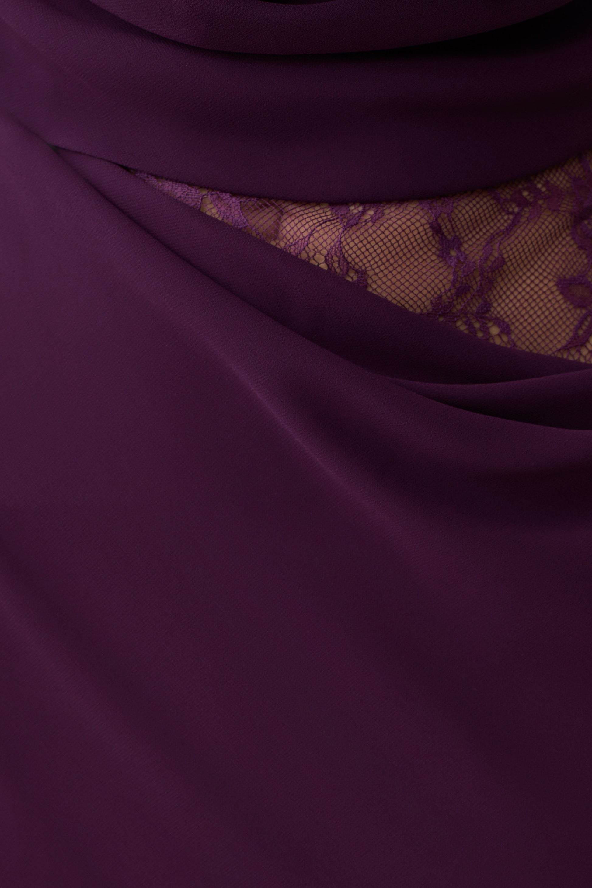 Arra Chiffon And Lace Halter Maxi Dress - Plum #4