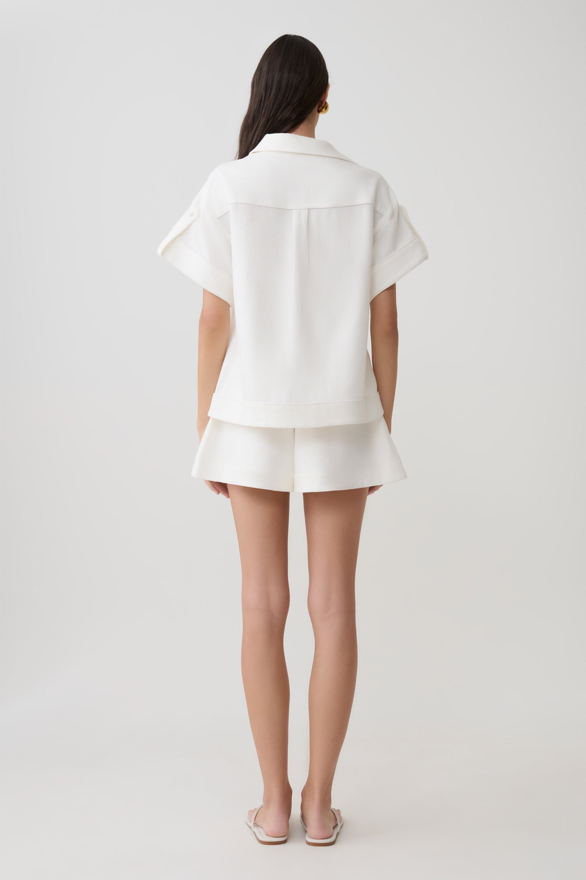 Piper Linen Flare Shorts - White #5