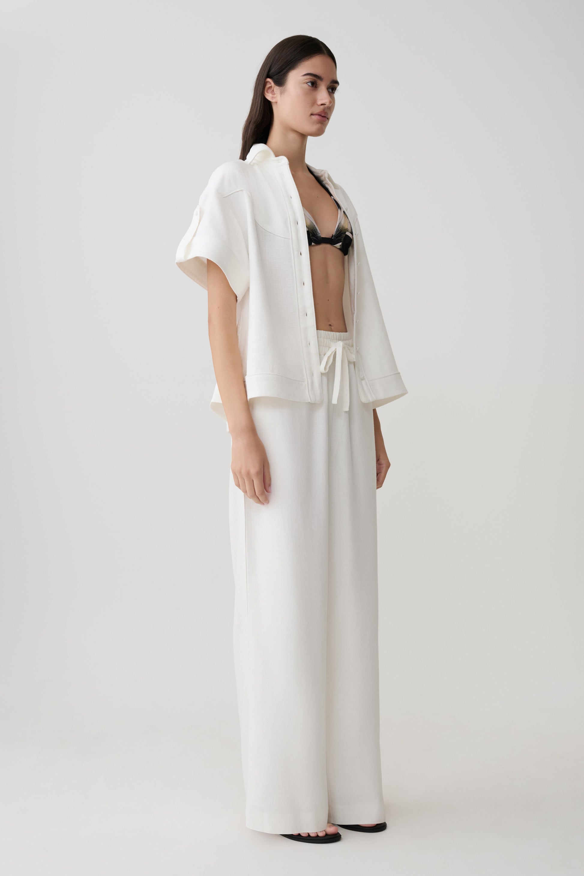 Selena Linen Straight Leg Pant - White #5