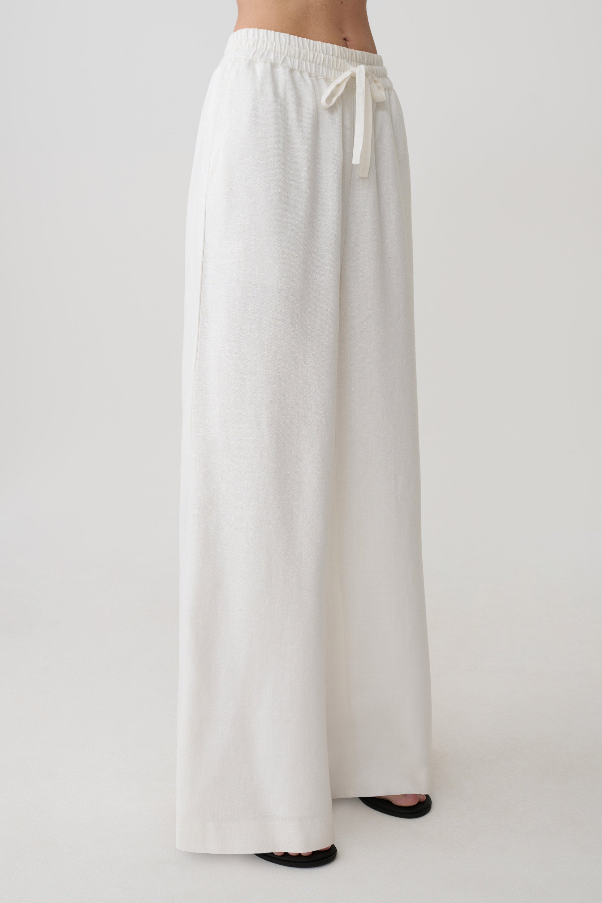 Selena Linen Straight Leg Pant - White #4