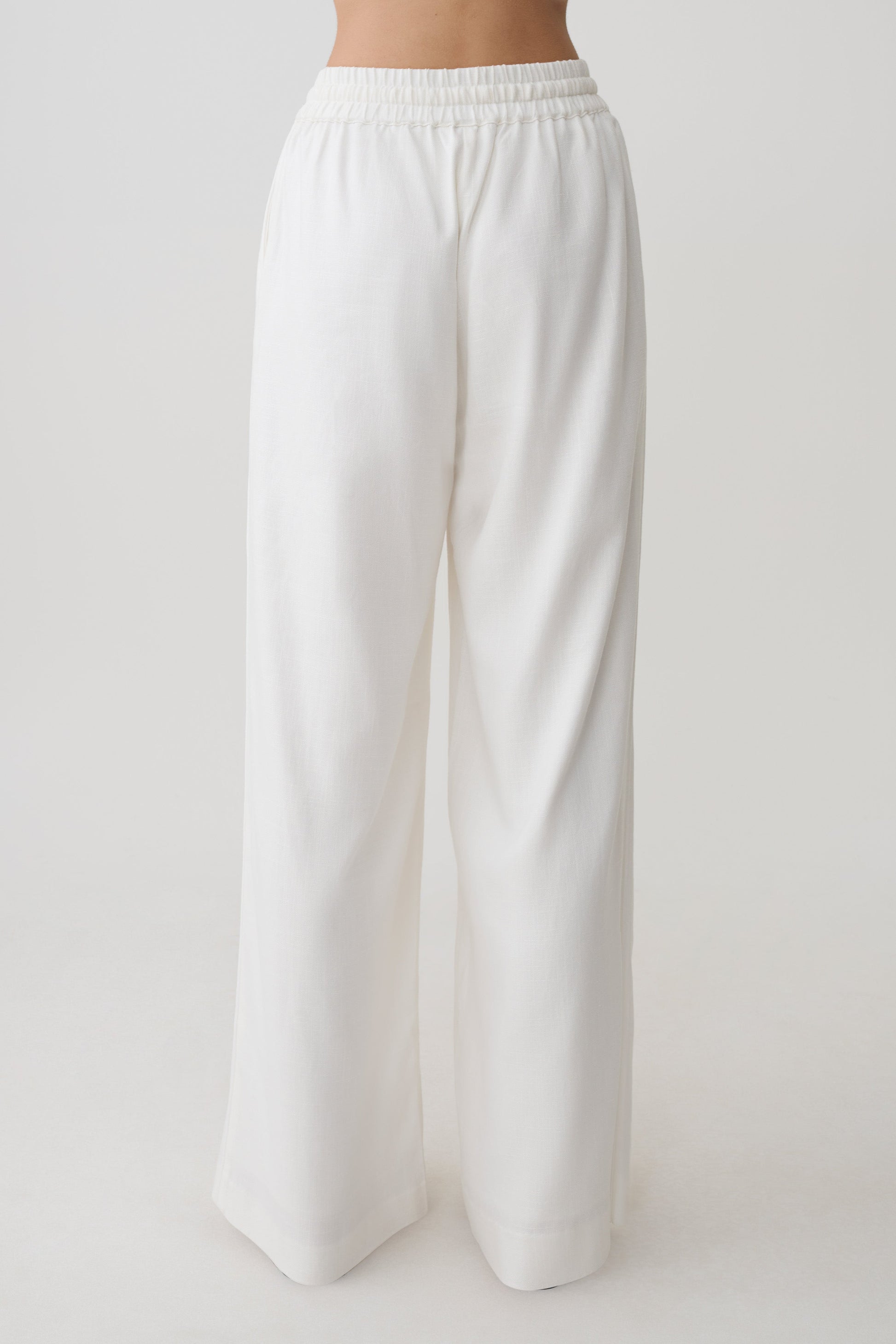 Selena Linen Straight Leg Pant - White #2