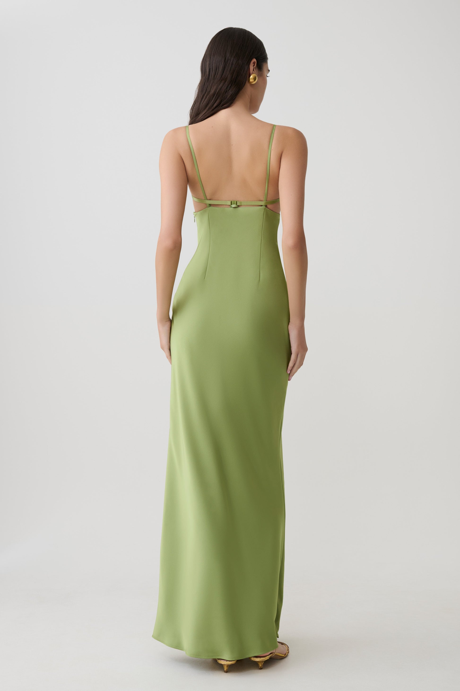 Fiorella Embellished Satin Maxi Dress - Pistachio #2