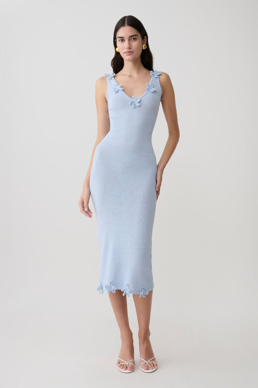 Rachael Knit Midi Dress - Light Blue