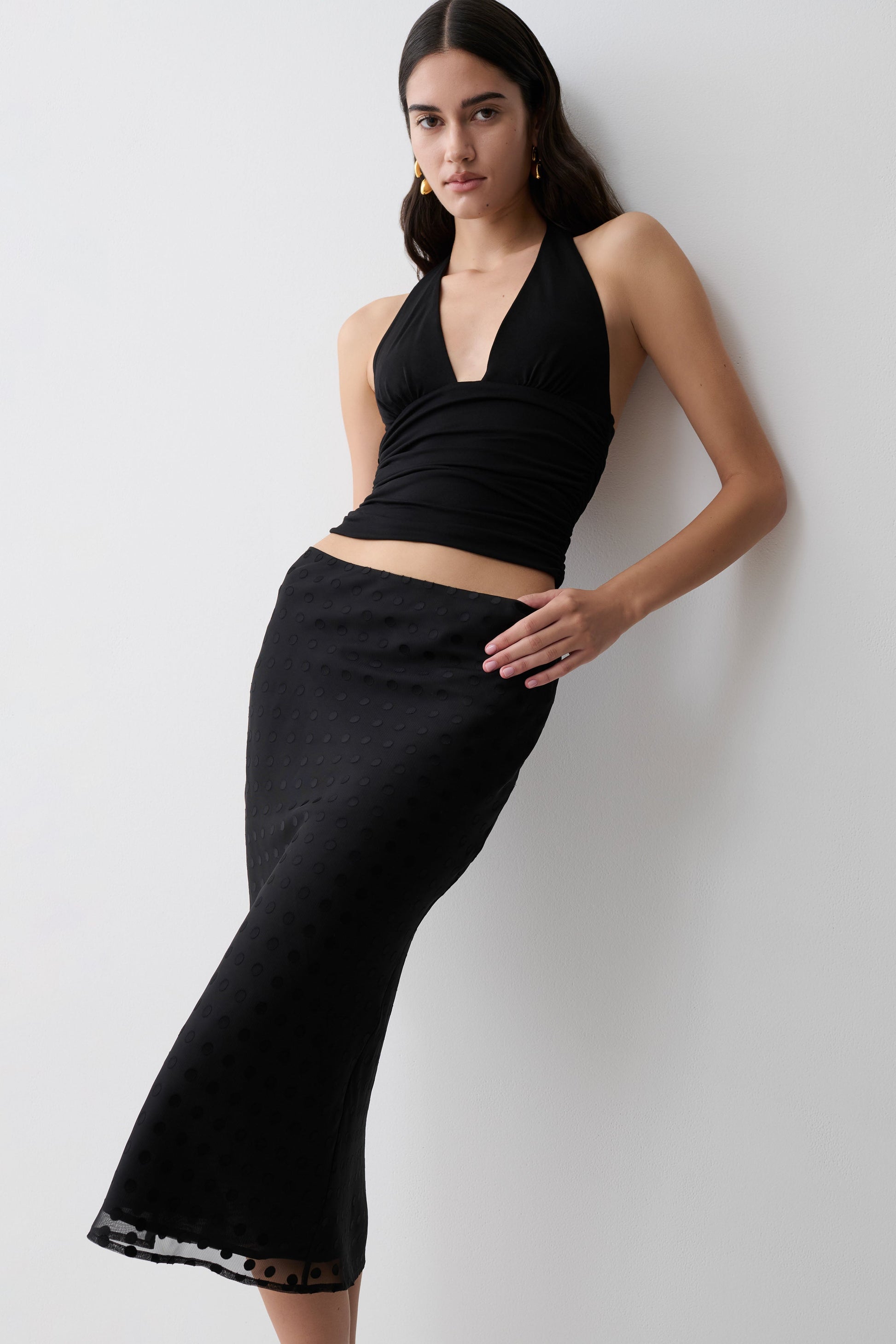 Lilah Devore Midi Skirt - Black #3
