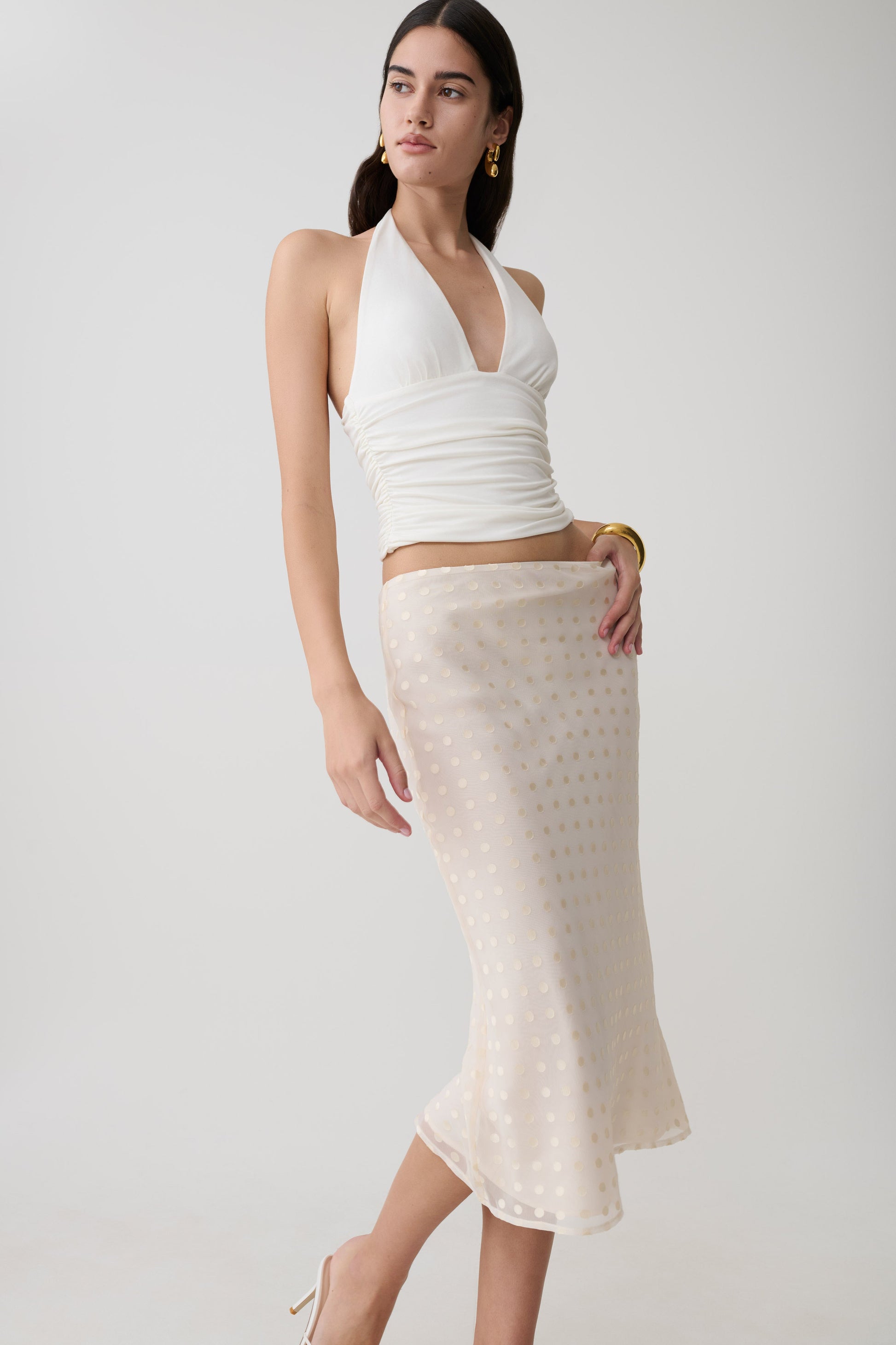 Lilah Devore Midi Skirt - Ivory #3