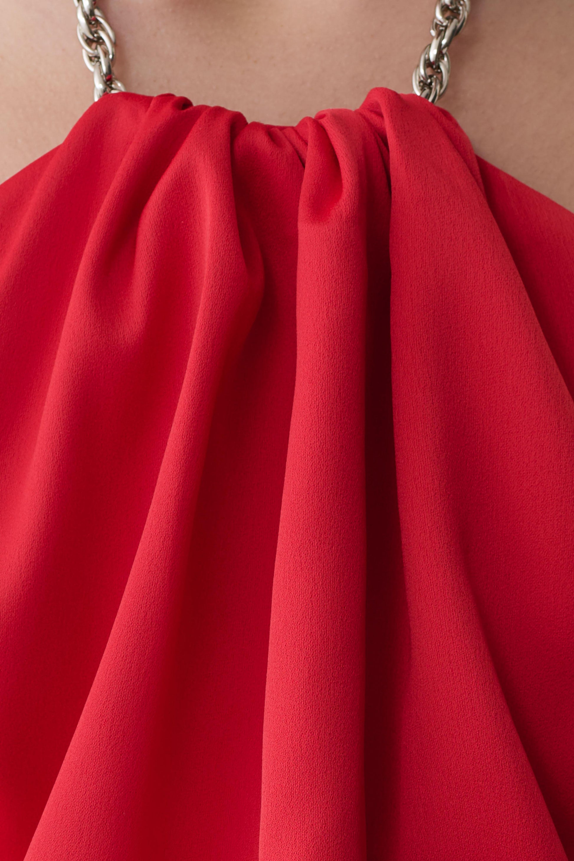 Elina Satin Necklace Maxi Dress - Red #7