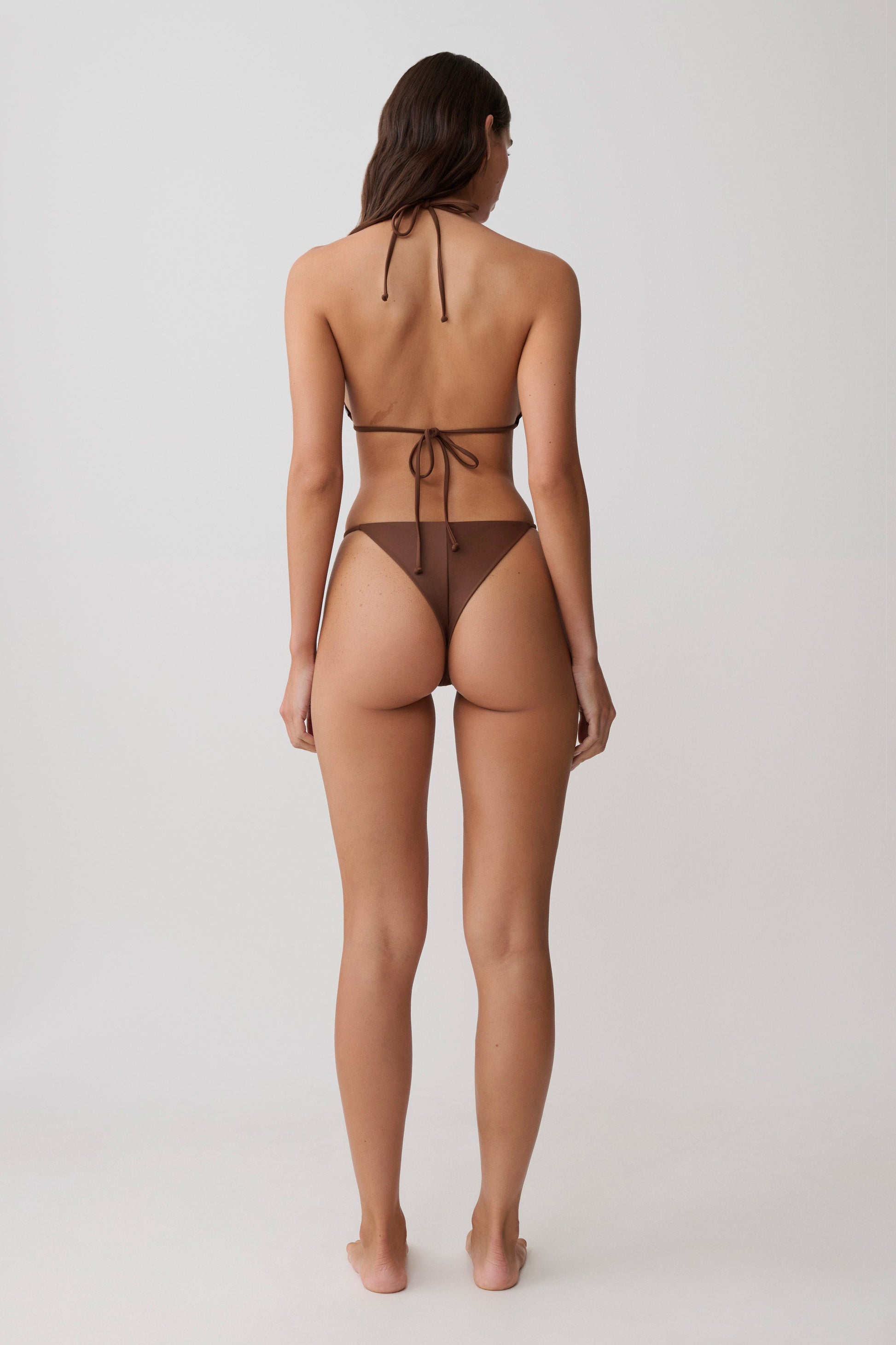 Bloom Embroidered Bikini Bottom - Chocolate With Pale Blue Embroidery #2