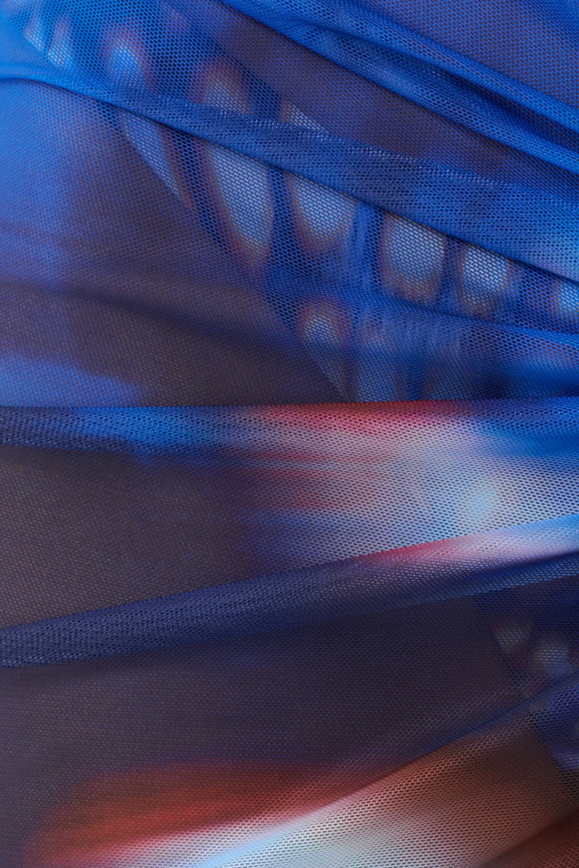 Nena Sheer Mesh Print Sarong - Blue Abstract Print #9