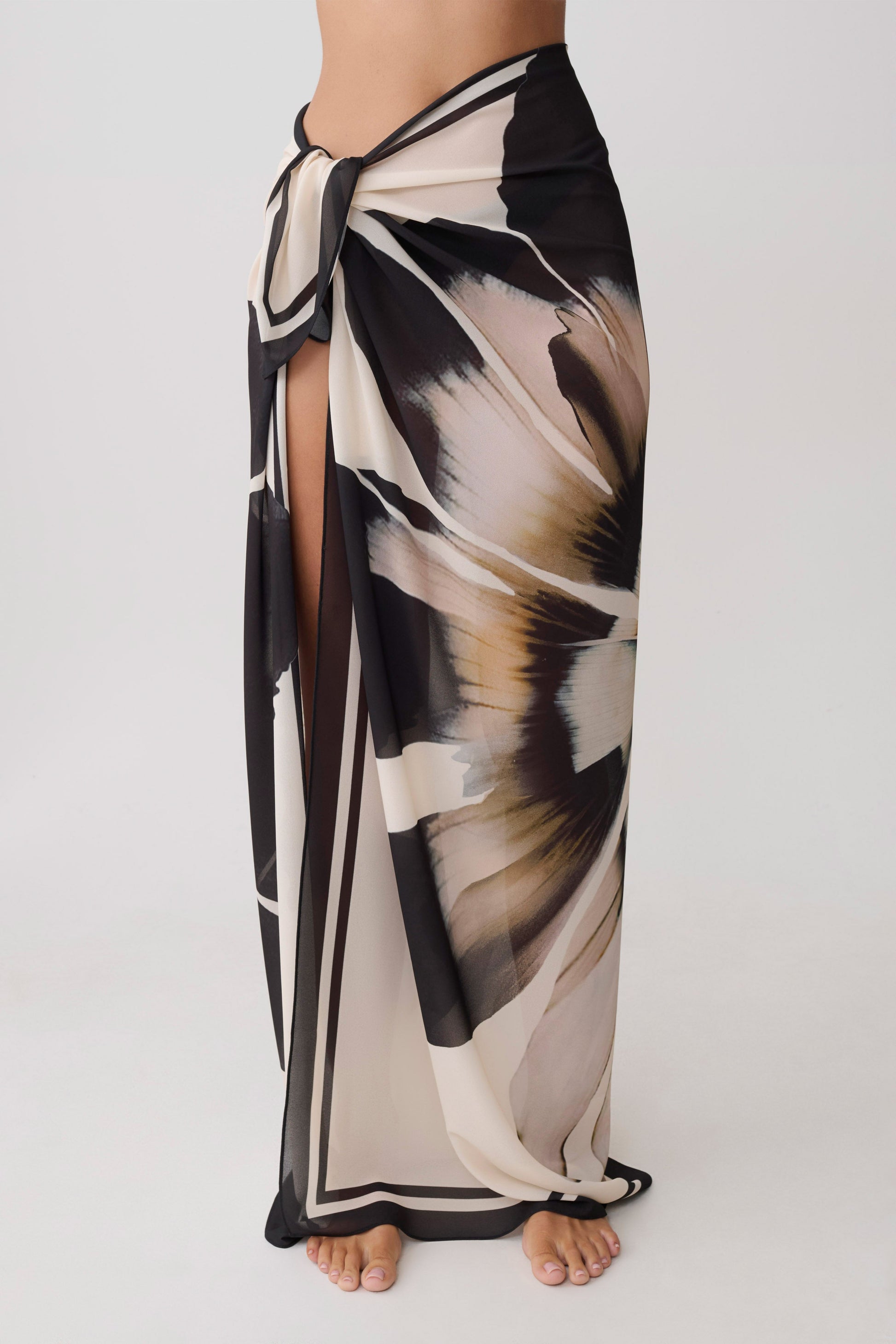 Noa Chiffon Scarf Sarong - Ivory Base Floral Print #7
