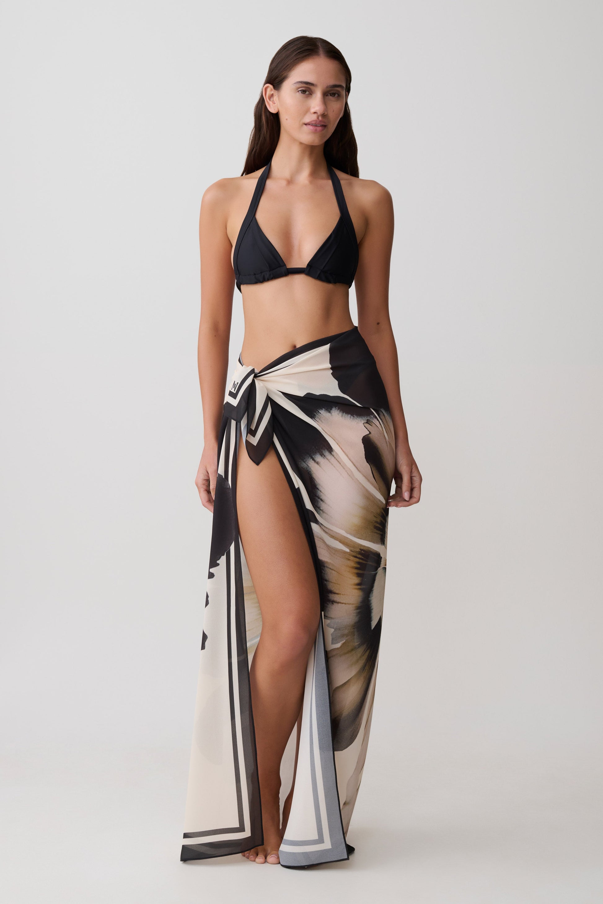 Noa Chiffon Scarf Sarong - Ivory Base Floral Print #4