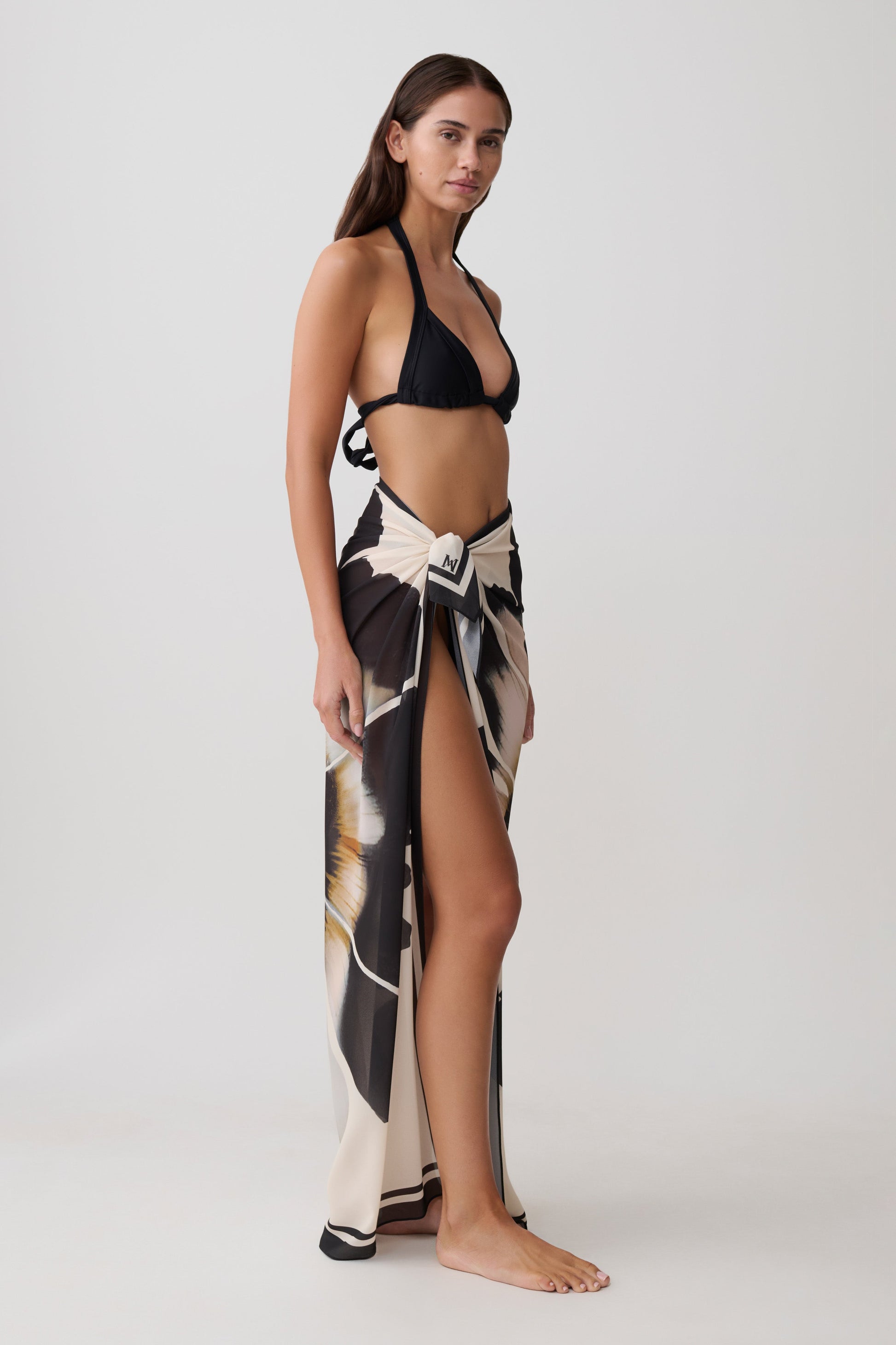 Noa Chiffon Scarf Sarong - Ivory Base Floral Print #5