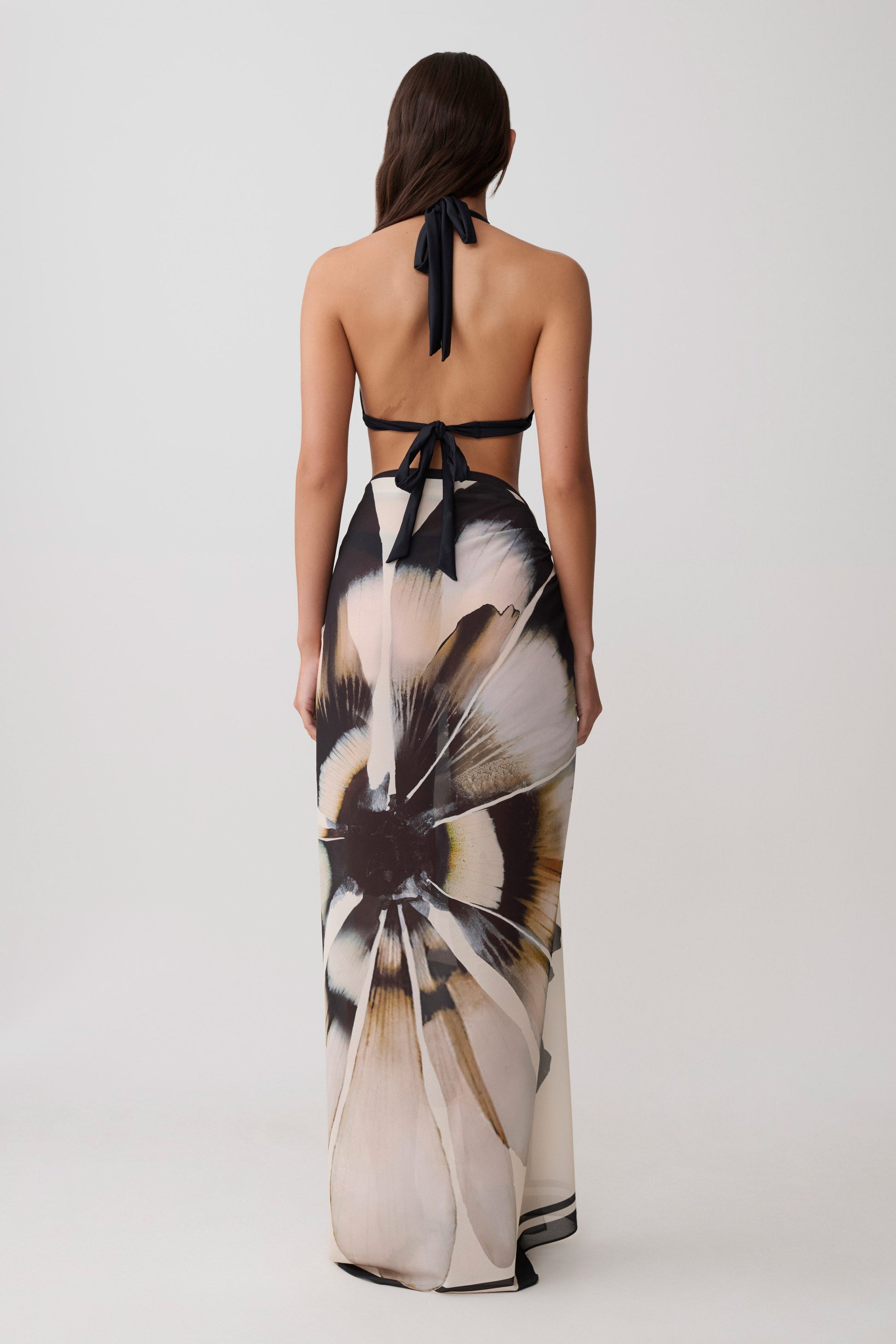 Noa Chiffon Scarf Sarong - Ivory Base Floral Print #2