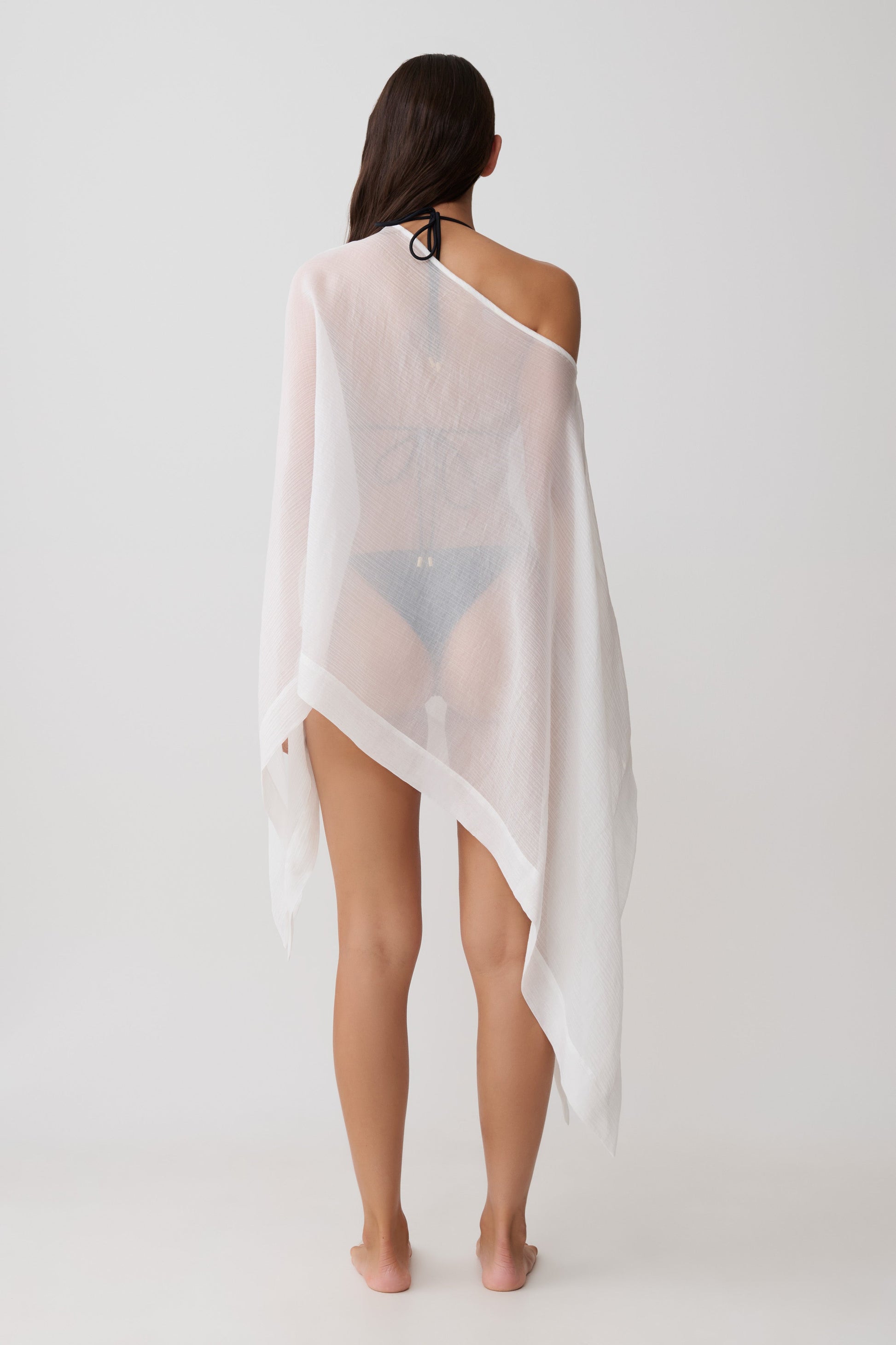 Leilani Sheer Draped Asymmetric Top - Ivory #2