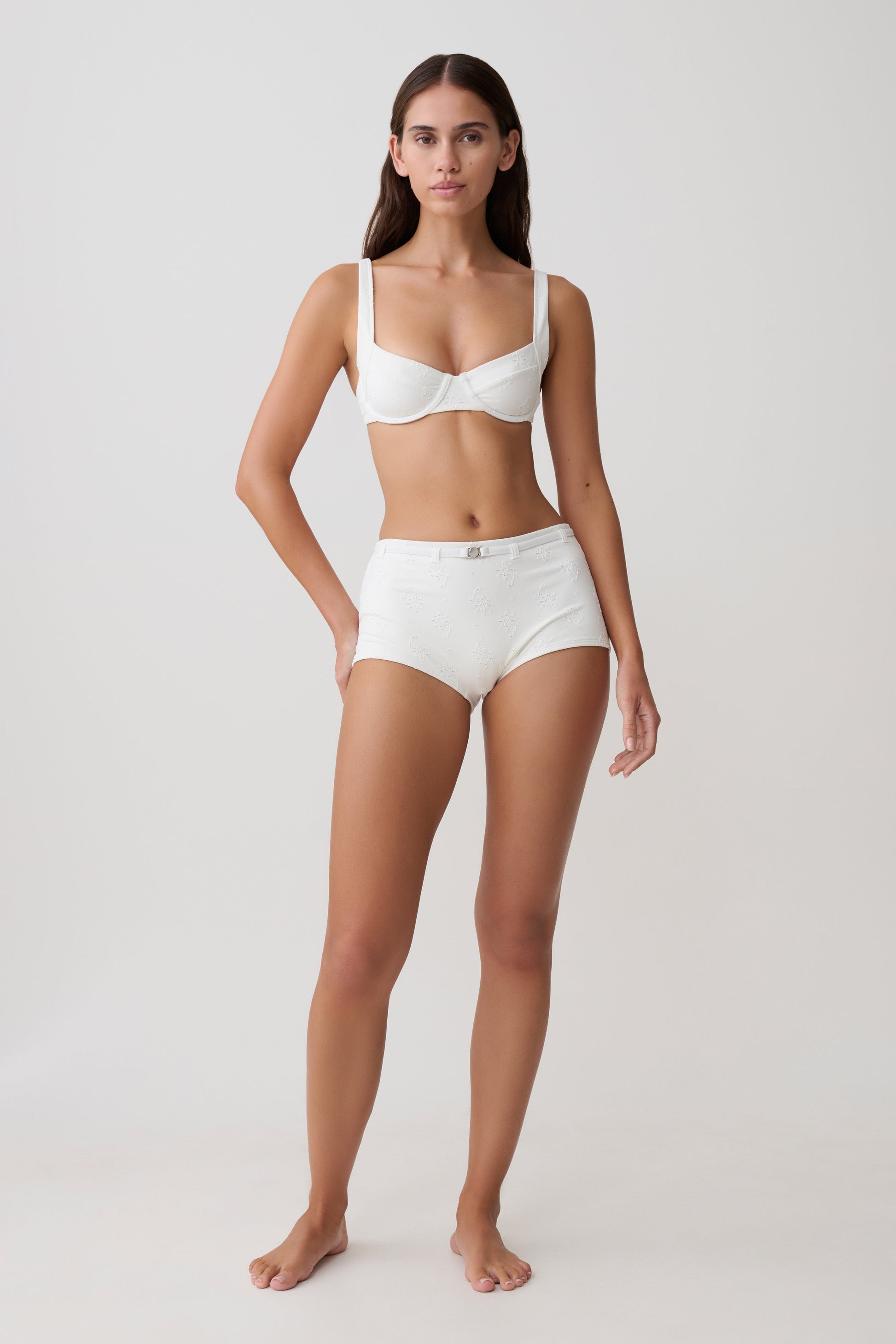 Frost Mini Bikini Shorts - White Textured Fabric #8