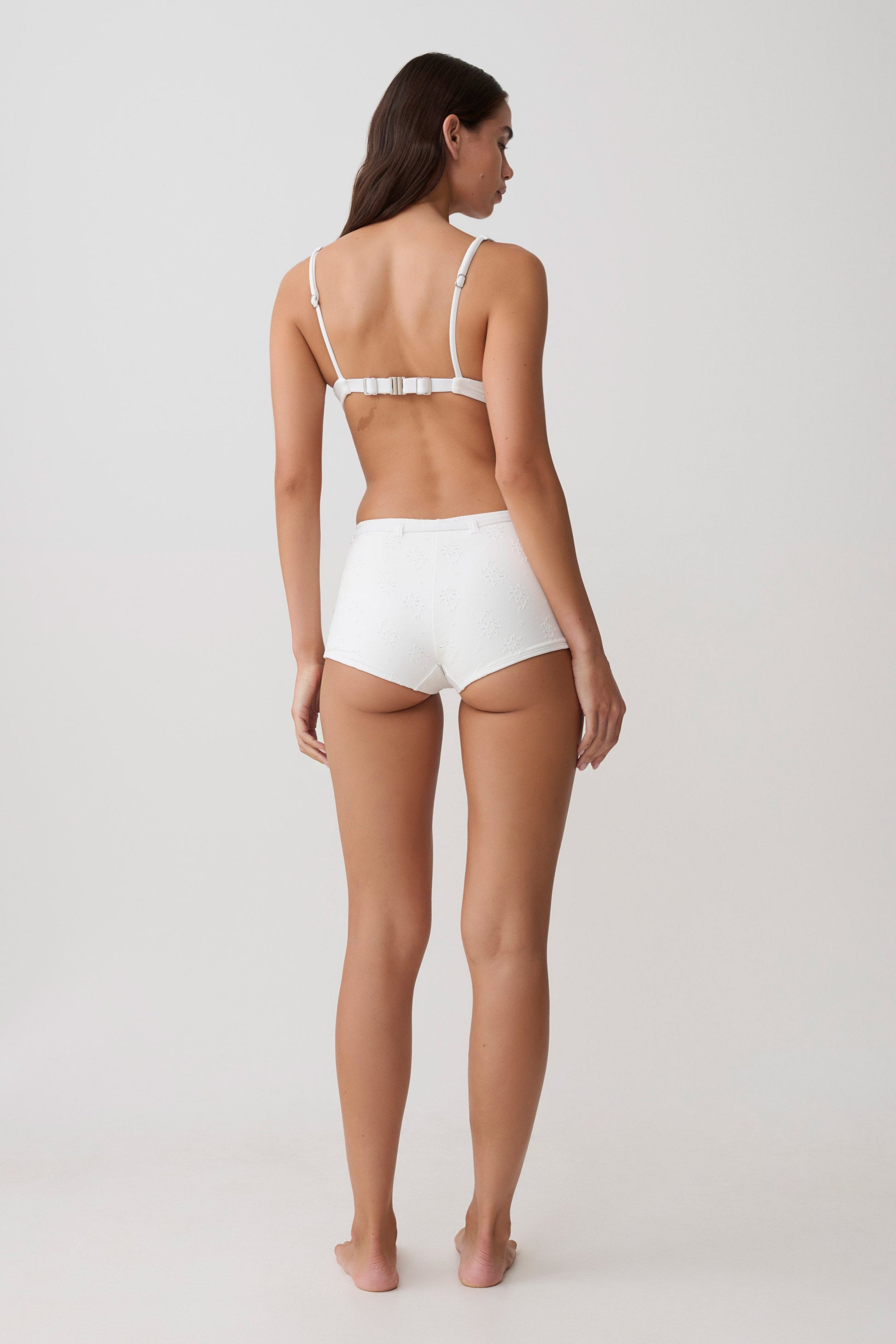 Abra Underwire Apex Bikini Top - White Textured Fabric #7