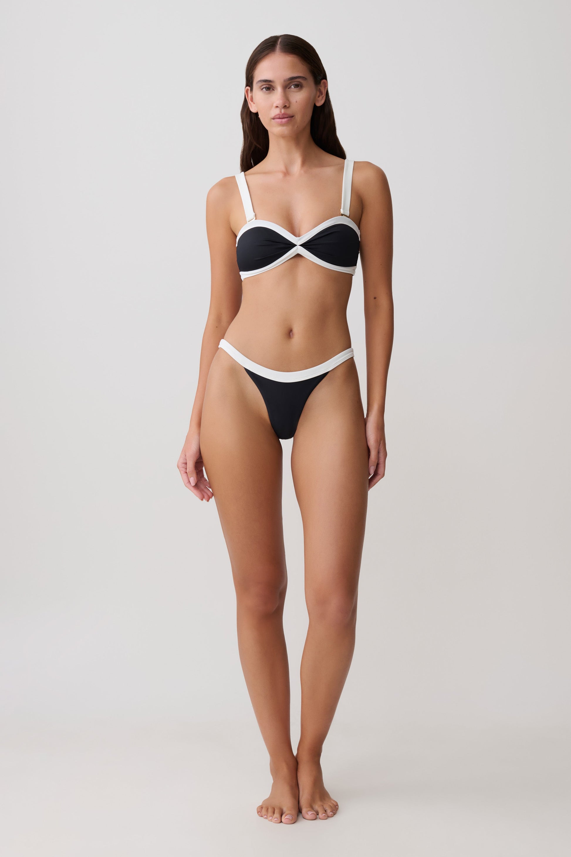 Isla Thong Bikini Bottom - Black/White #8