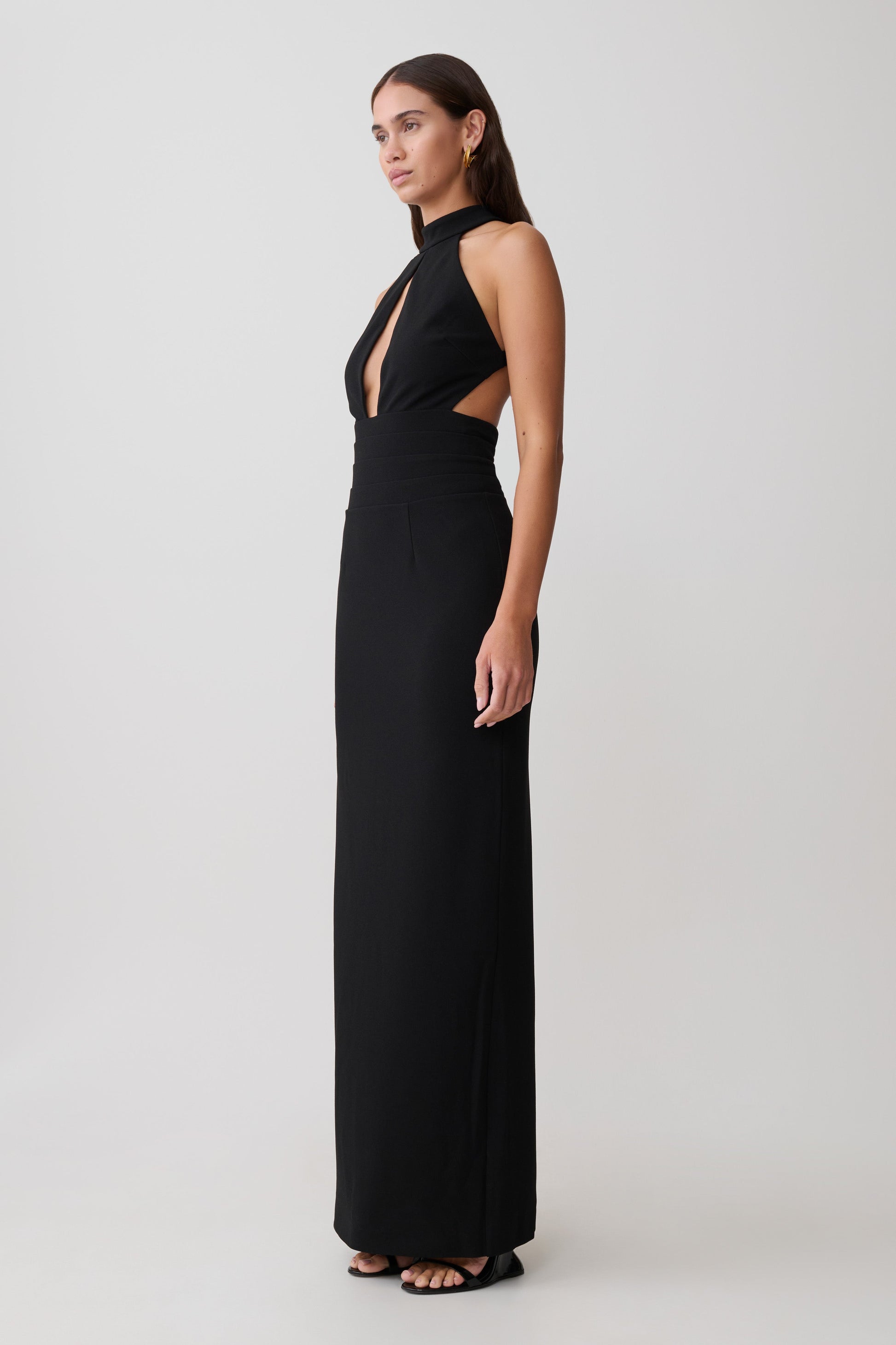 Elan Stretch Crepe Maxi Dress - Black #3