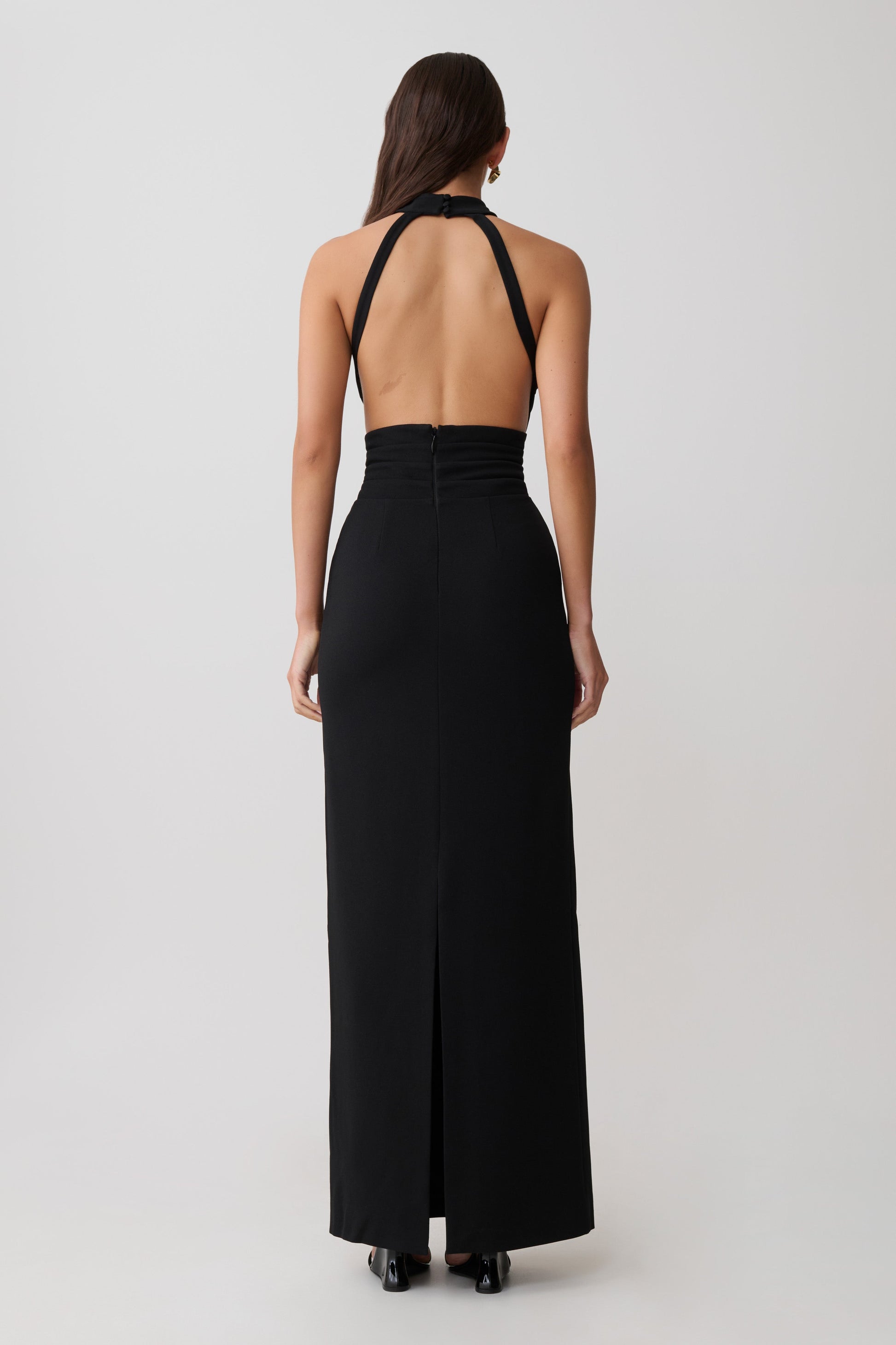 Elan Stretch Crepe Maxi Dress - Black #2