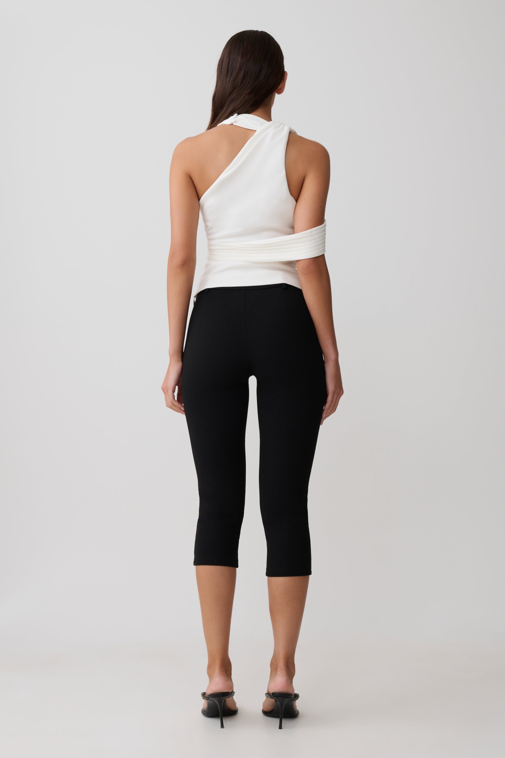 Sable Crossover Crepe Halter Top - White #5