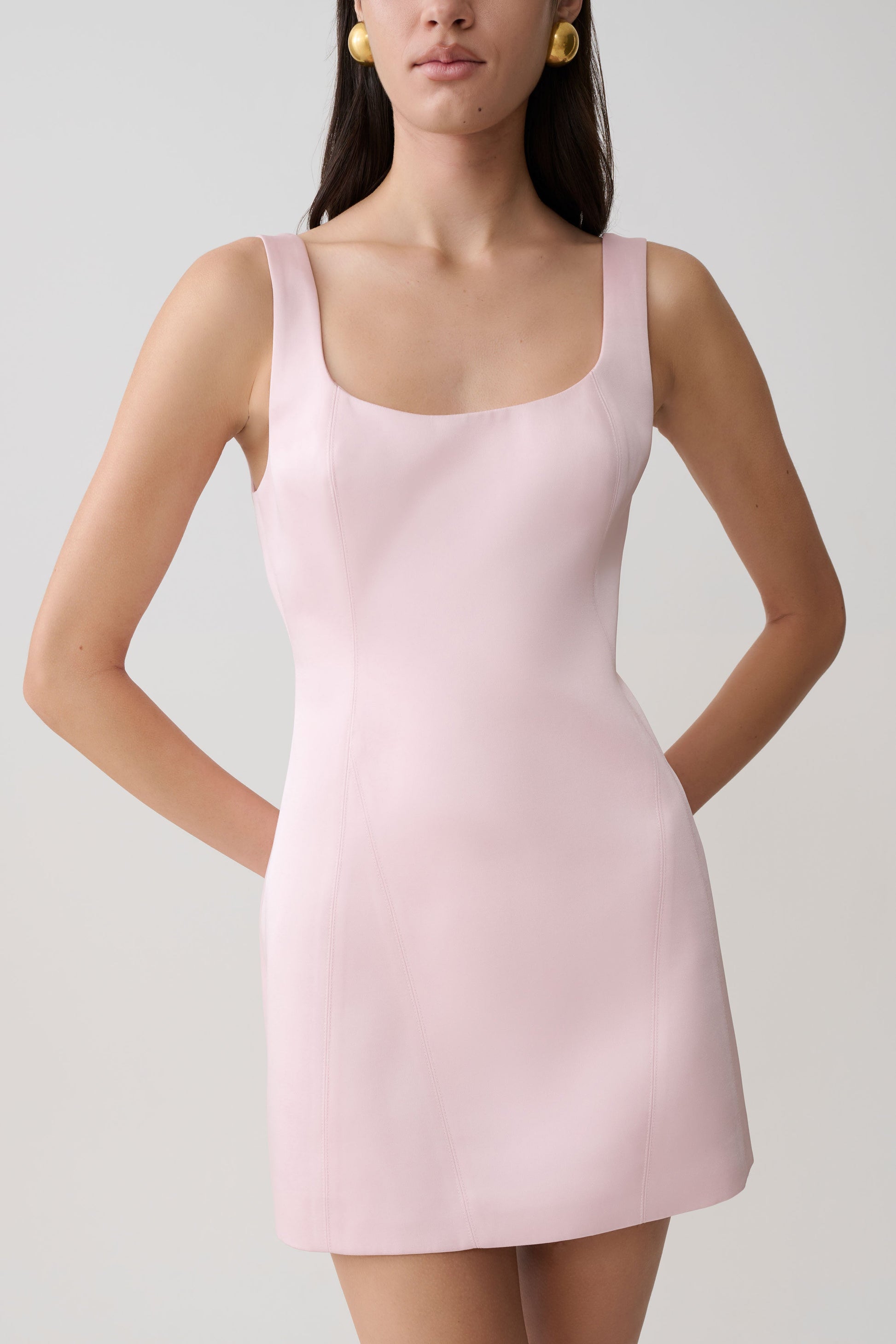Beth Satin Mini Dress - Pale Pink #2